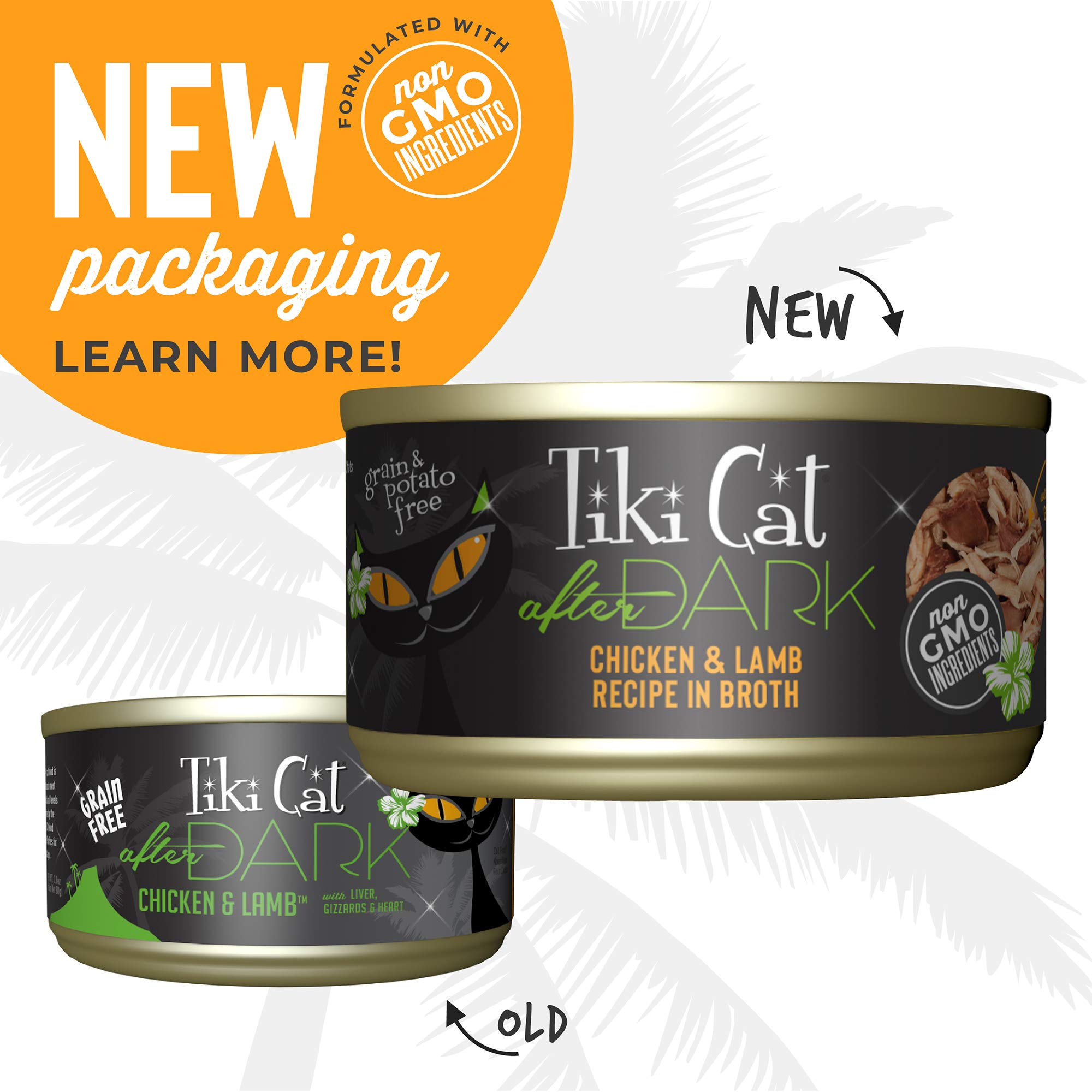 Tiki Cat After Dark, Chicken & Lamb, High-Protein and 100% Non-GMO Ingredients, Wet Cat Food for Adult Cats, 2.8 oz. Can (12 Cou