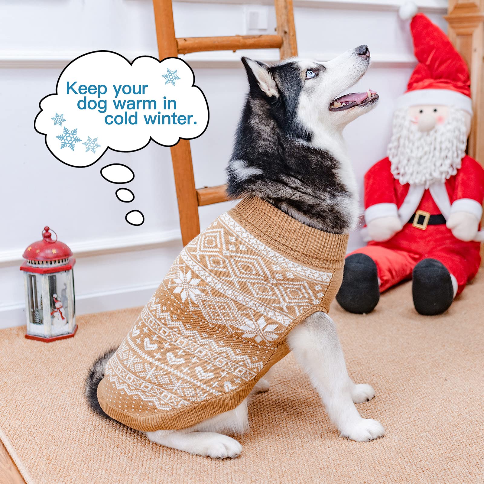 HOMIMP Dog Sweater Argyle Beige ML