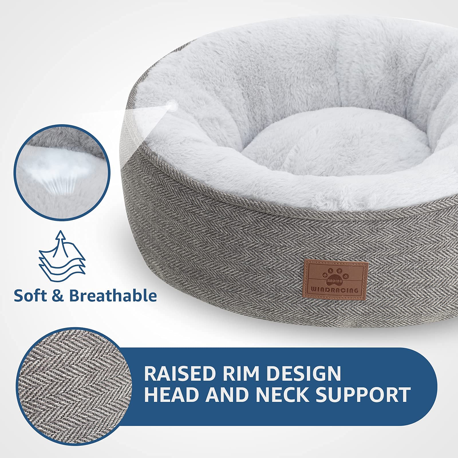 Cat Beds For Indoor Cats,Small Dog Bed,Cuddler Dog Beds,Calming Dog Bed Donut,Soft Anxiety Cozy Pet Beds,Puppy Bed For Small/Med