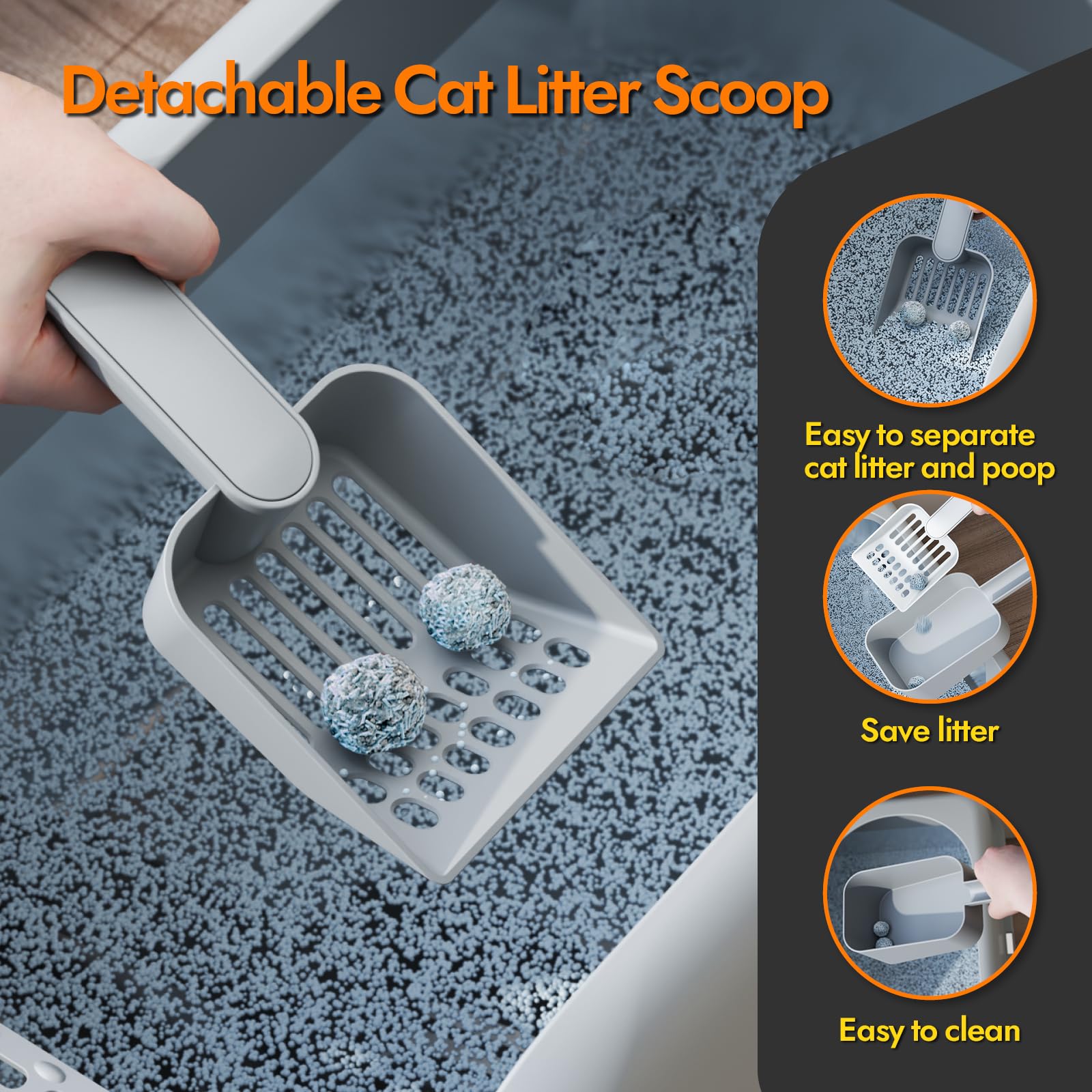 Extra Large Litter Box for Big Cats, Anti-Leakage,Non-Stick, Includes Litter Mat & Scoop,Easy to Clean
