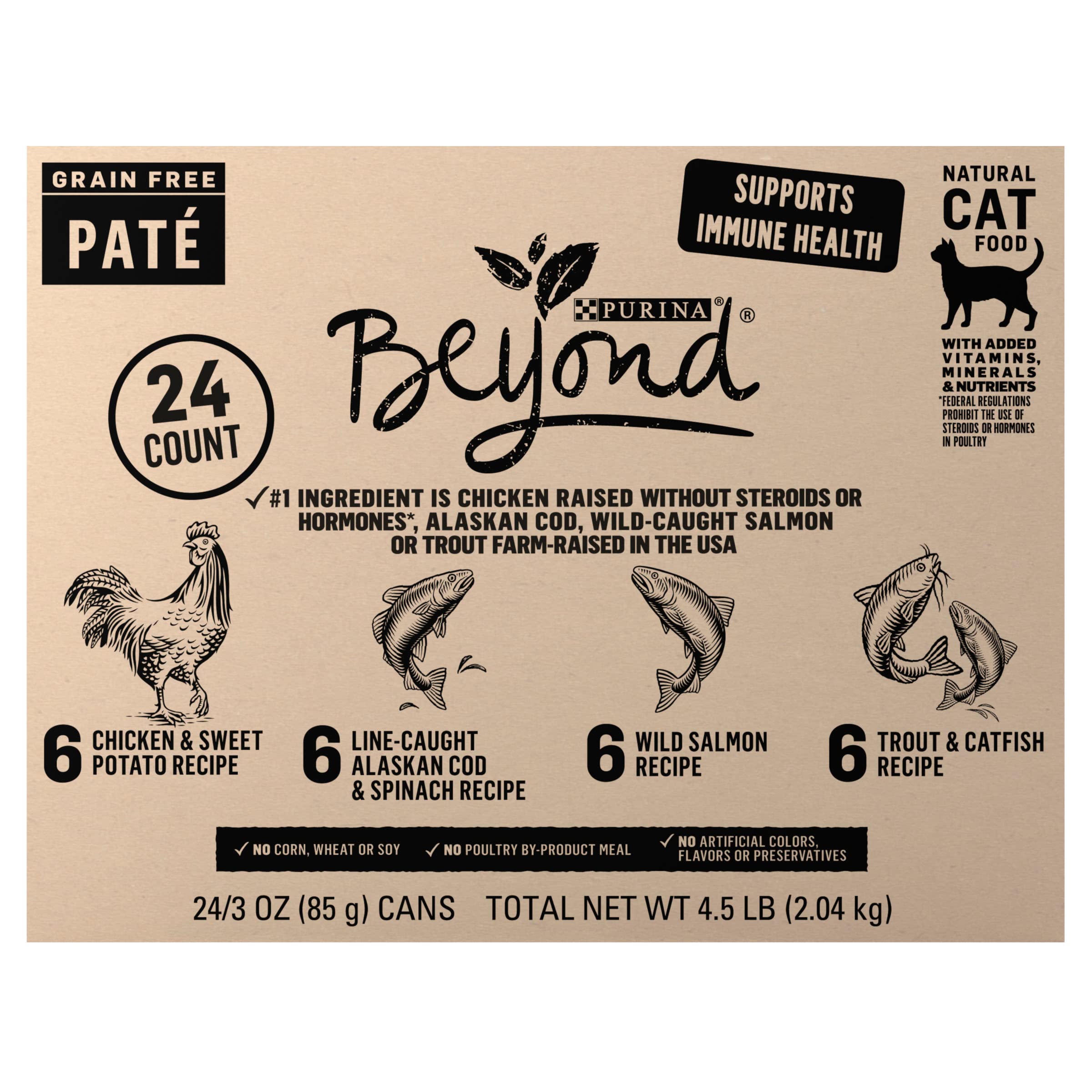 Purina Beyond Grain Free Wet Cat Food Pate Variety Pack 24ct - (Pack of 24) 3 oz. Cans