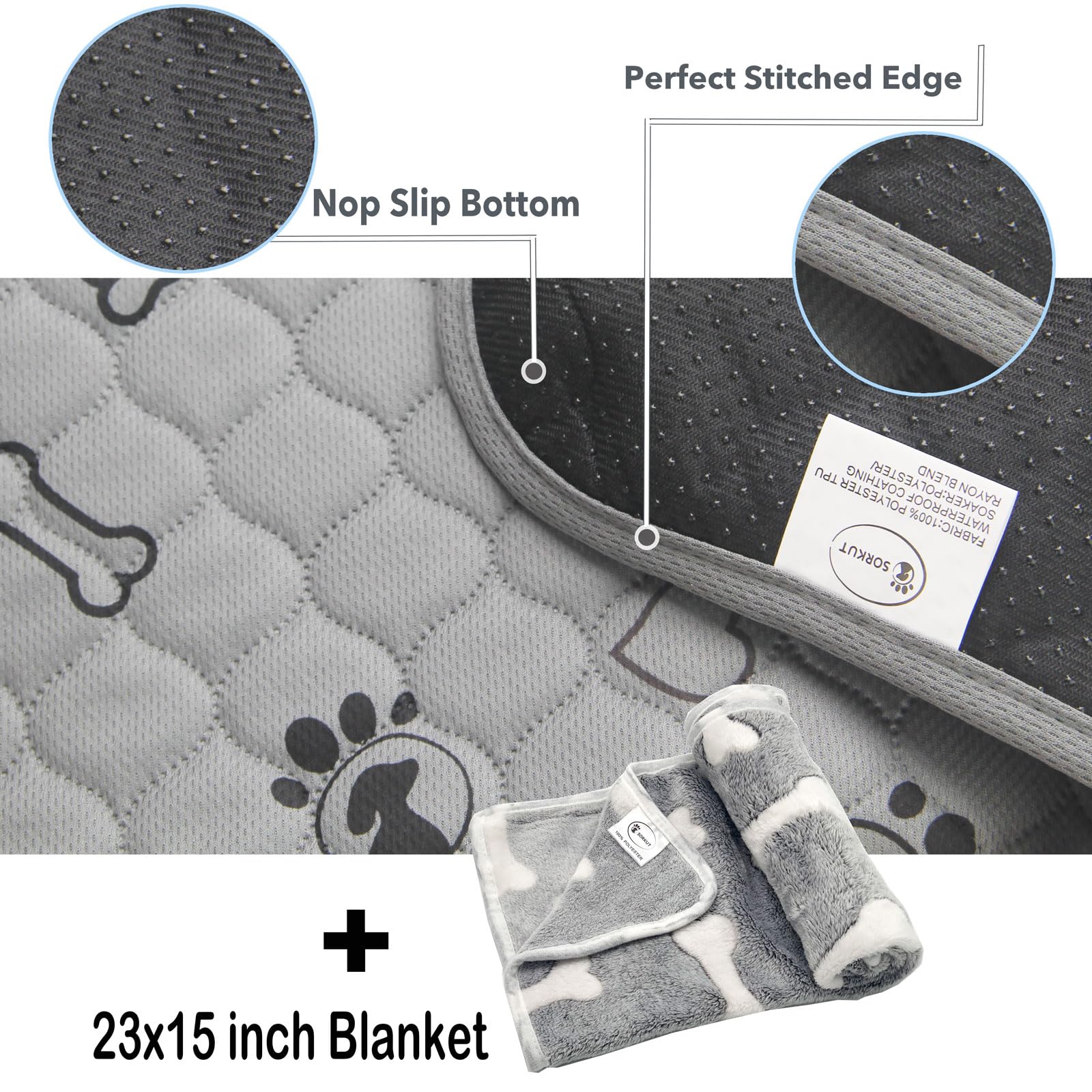 2 Pack 18X24 Washable Dog Pee Pads With Puppy Blanket,Puppy Pads,Dog Pad Washable Waterproof, Potty Buddy Reusable Potty Pads Fo
