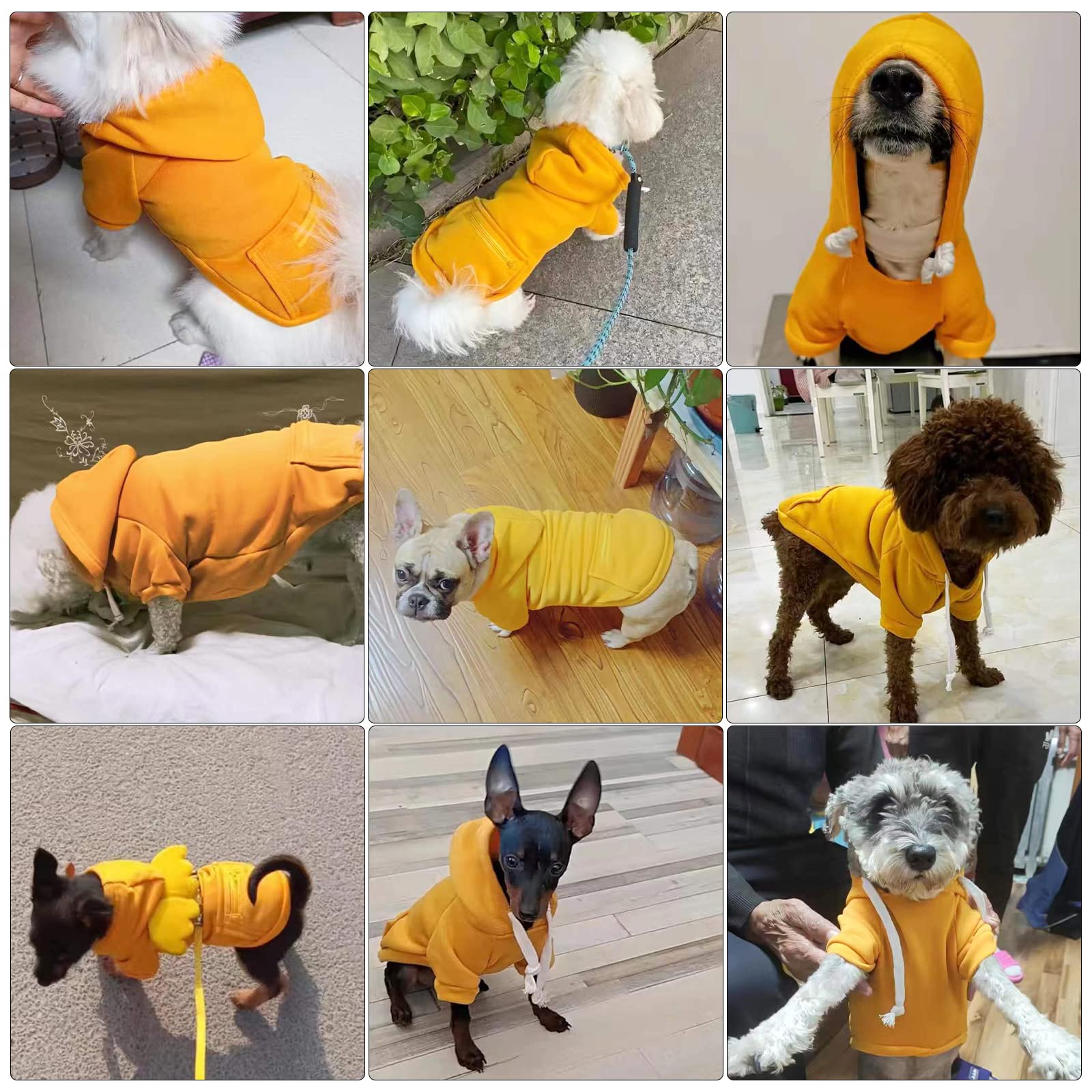 Petcare Dog Hoodie - Yellow Winter Warm Fleece Hooded Sweatshirt With Pocket - Small Dog Clothes - Chihuahua, Yorkies, French Bu