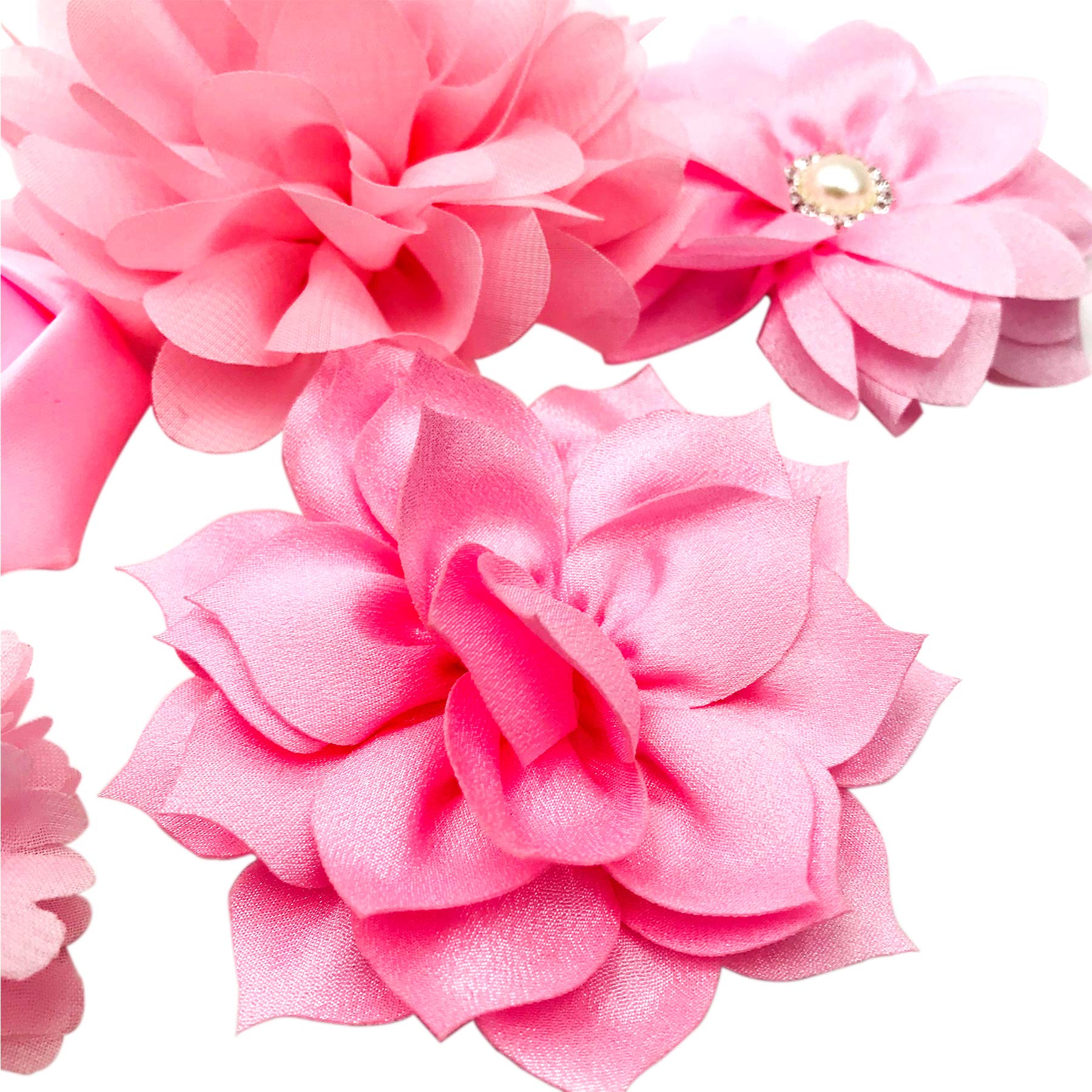 Pet Show 12Pcs Pink Dog Collar Bows And Flowers Attachment For Girls Puppies Cats Female Small Medium Dogs Collars Embellishment Decor For Wedding Birthday Parties Grooming Pet Collar Accessories