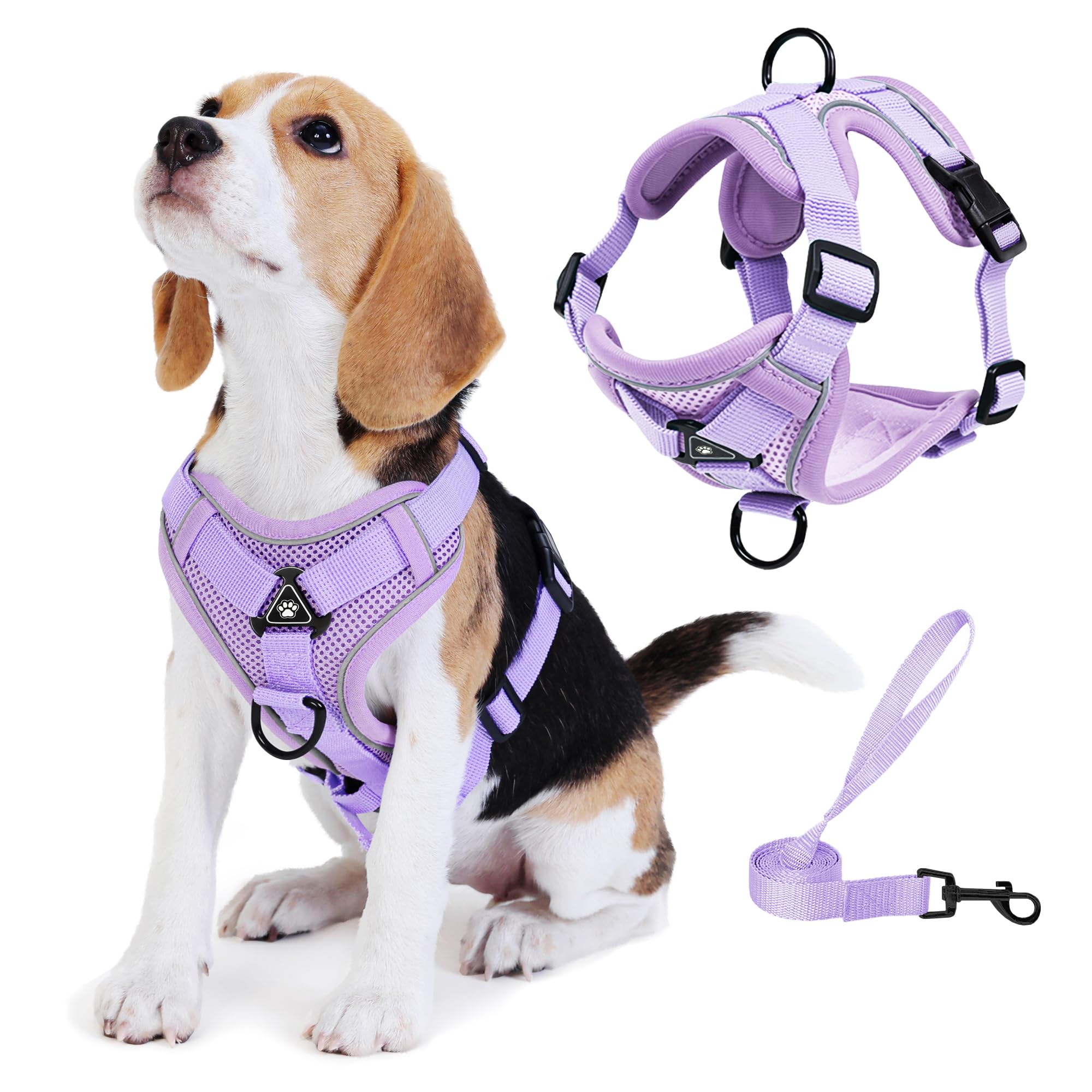 Jolifield No Pull Dog Harness with Leash Set for Small Sized Dog, Reflective Adjustable No Choke Front Clip Cat Vest Harness wit