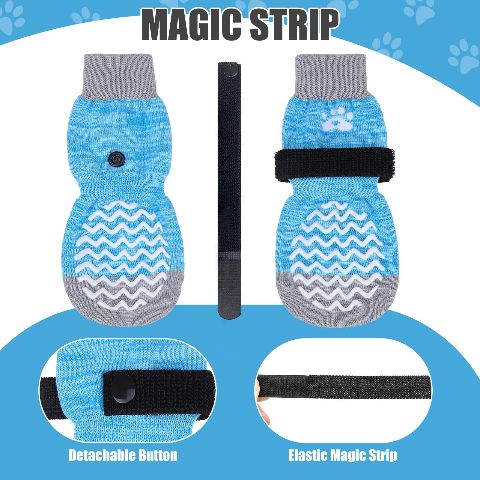 Pupteck Non-Slip Dog Socks Double Sides Grips For Hardwood Floors Prevents Licking, Dog Shoes For Hot Pavement Traction Control