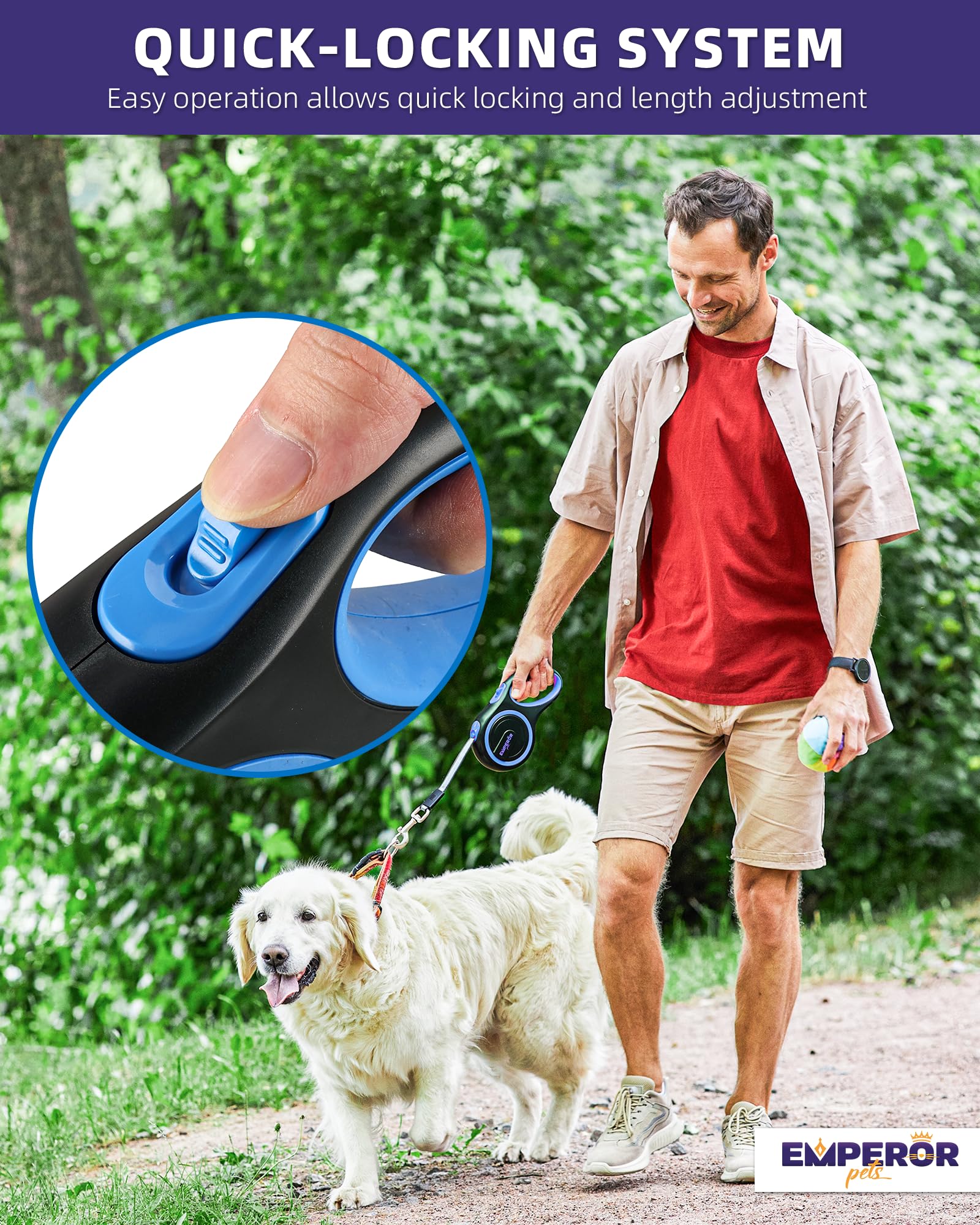 Emperor Pets 26 Ft Retractable Dog Leash - Up To 110Lb, Heavy Duty Dog Leash Retractable 26 Ft, For Large Breed Dogs, Dog Leashes For Medium Dogs -Gy26