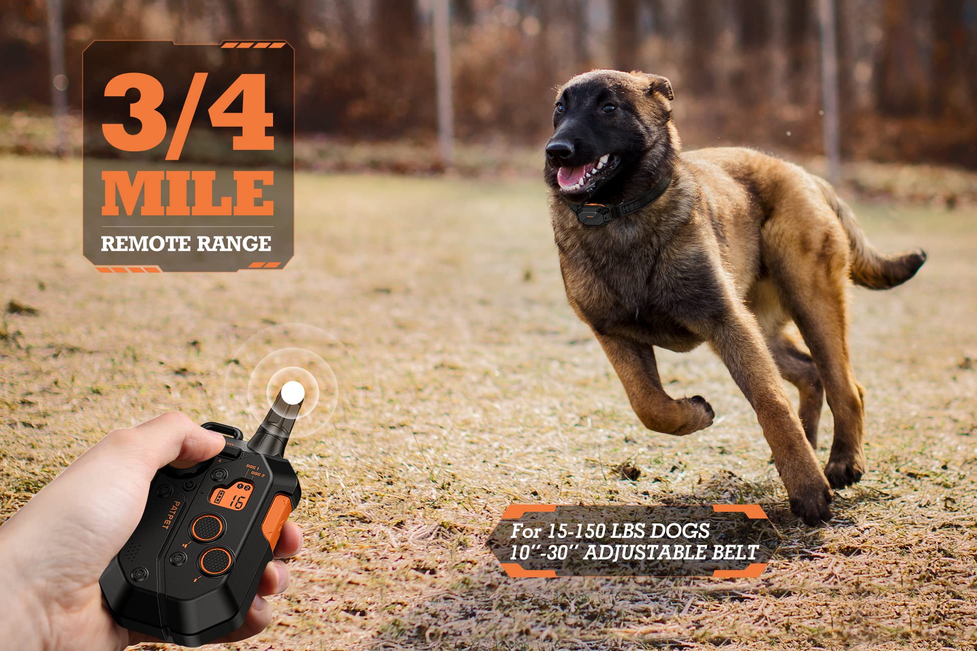 Patpet 3/4 Mile Range Dog Training Collar With Remote For Medium Large Dog, 15-150Lbs Dog Shock E Collar 2 Packs