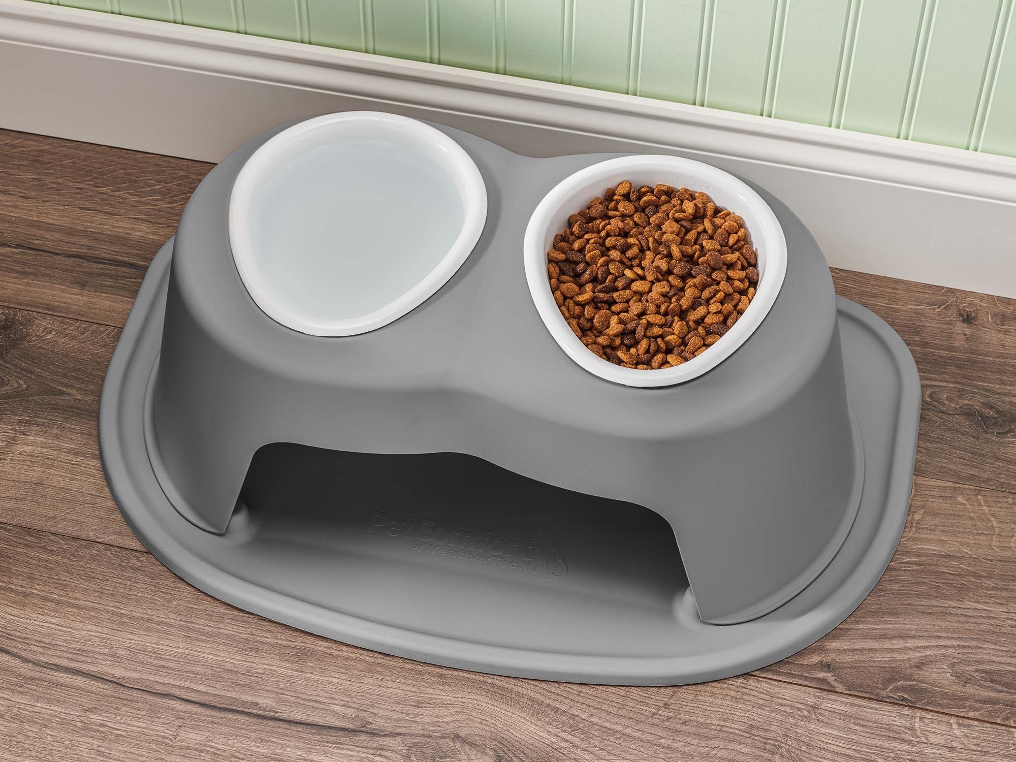 Weathertech Double High Pet Feeding System W/Plastic Dog/Cat Bowls - 8 High Stand Dark Grey (Pdhc3208Dgdg)