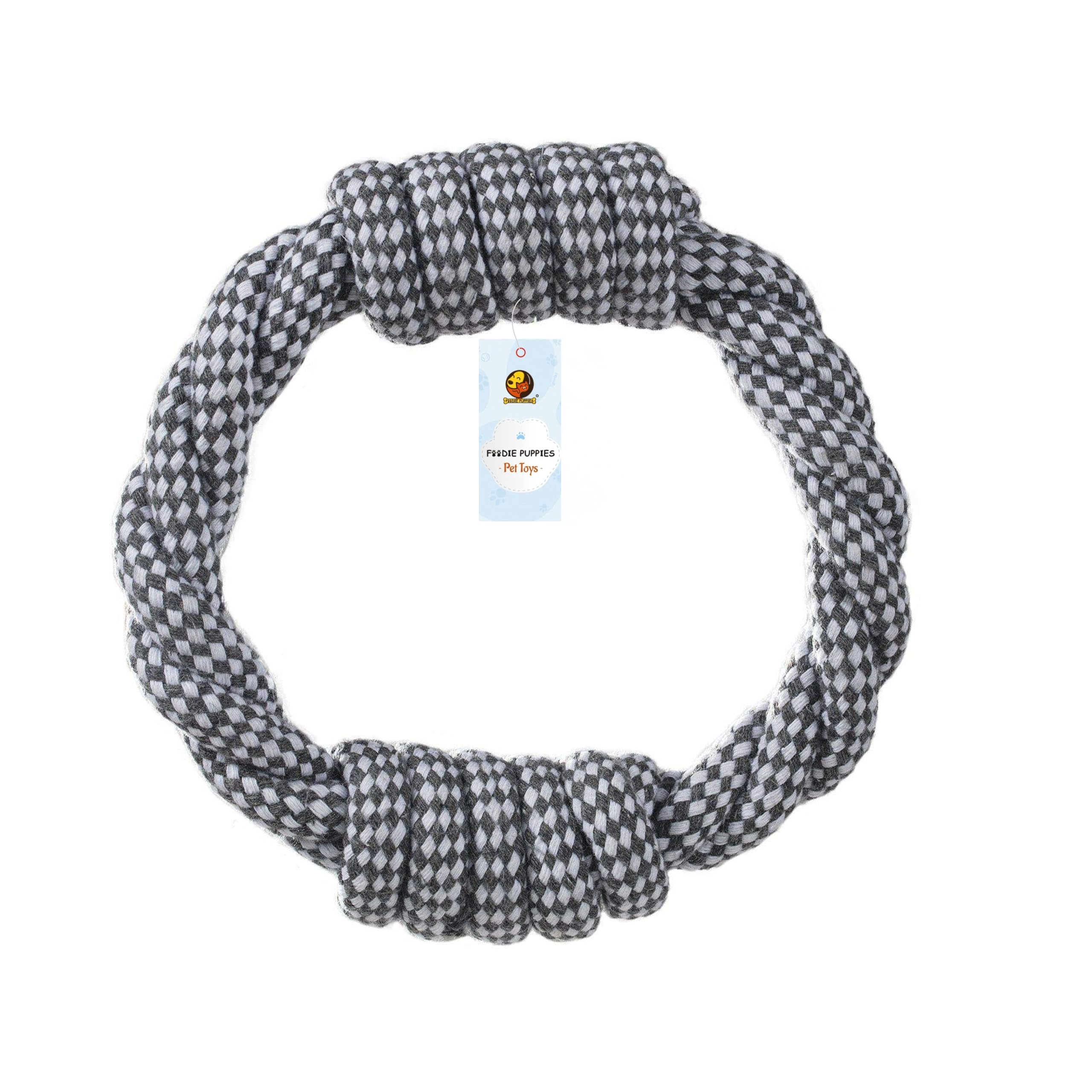 Foodie Puppies Cotton Rope Dog Chew Toy  (6Inch, Ring Rope) For Small To Medium Dogs | Durable Teething & Tug Toy | Natural Han