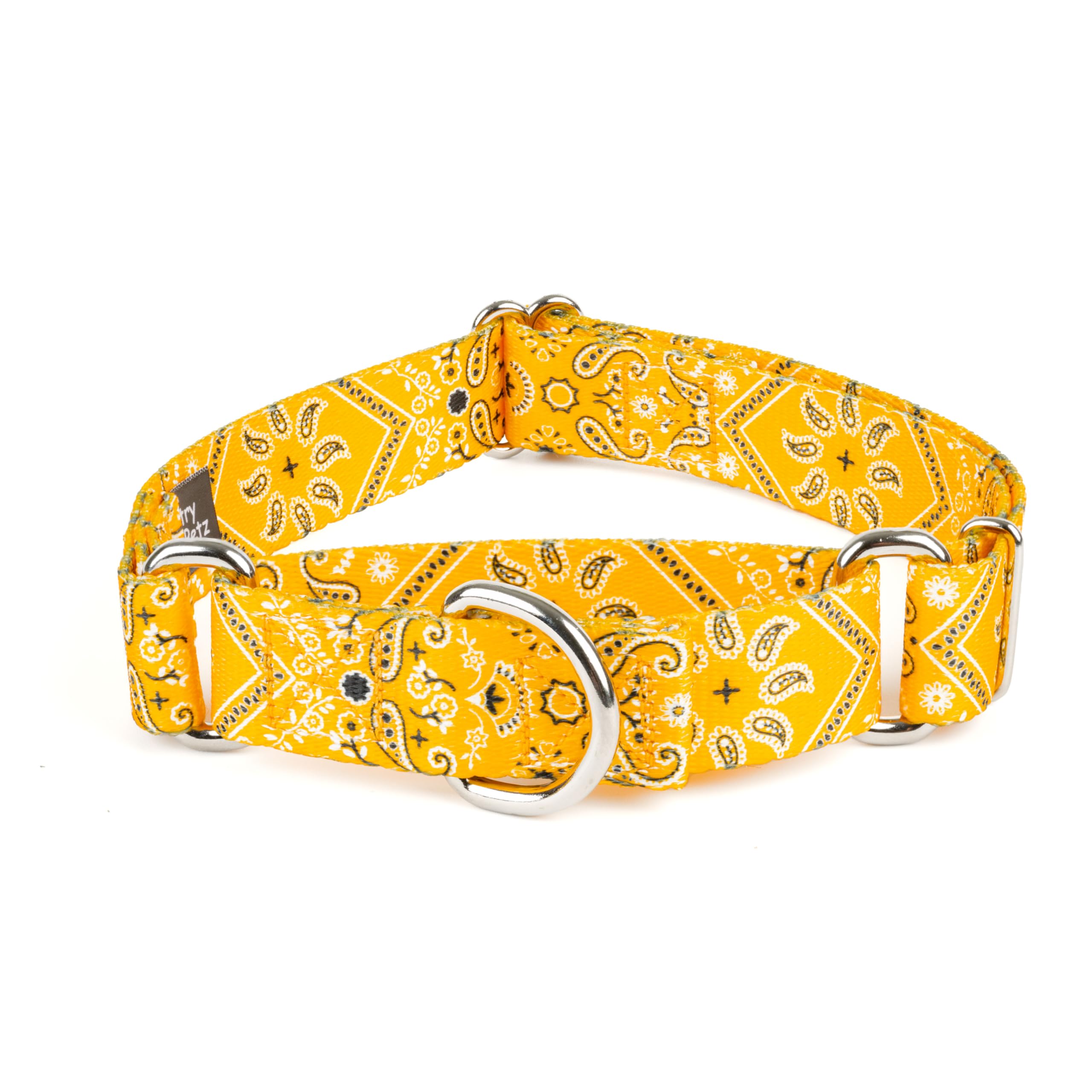Country Brook Petz - Yellow Bandana Martingale Dog Collar - Country And Western Collection Featuring Rustic Designs (1/2 Inch, E