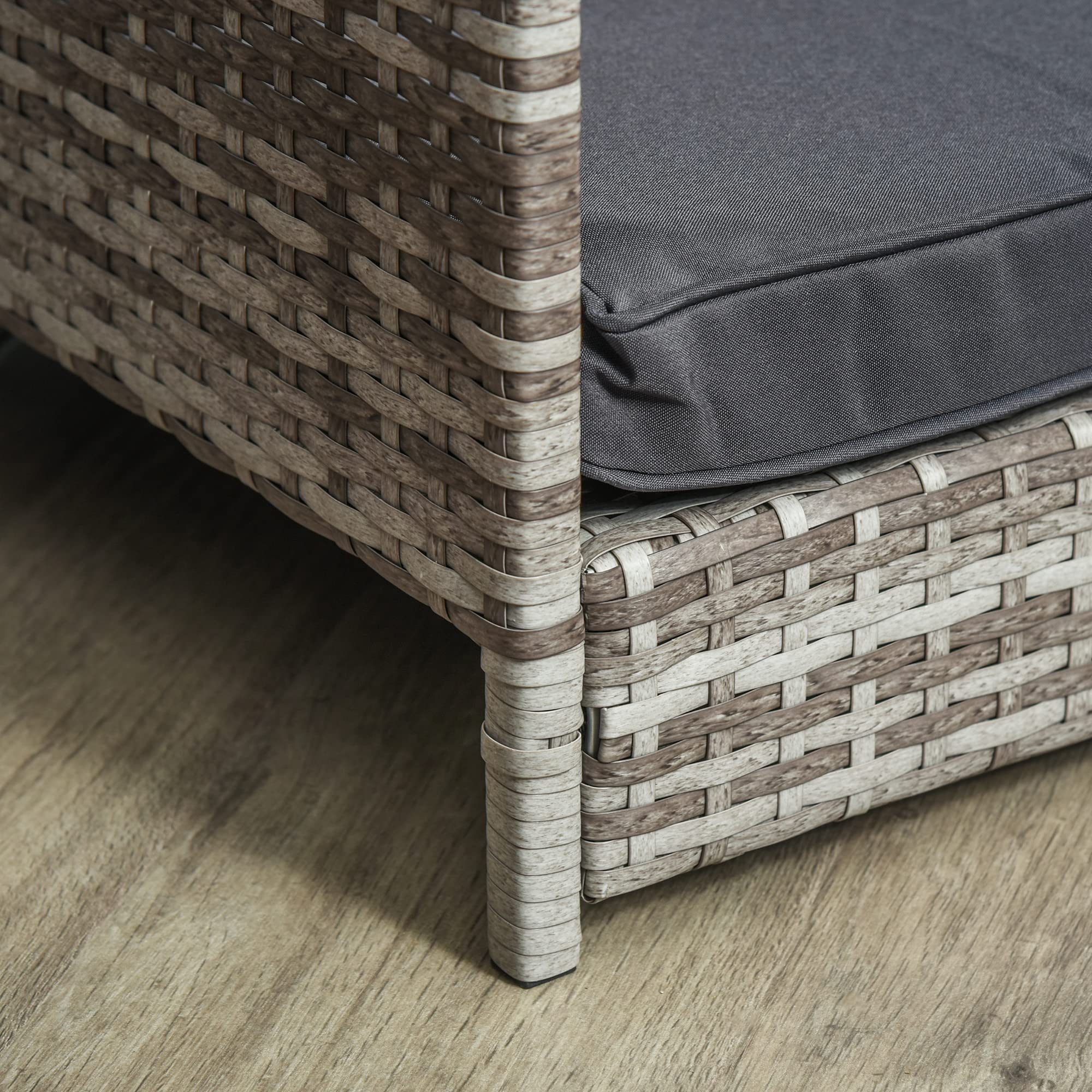 PawHut Wicker Dog House Elevated Raised Rattan Bed for Indoor/Outdoor with Removable Cushion Lounge, Charcoal Grey