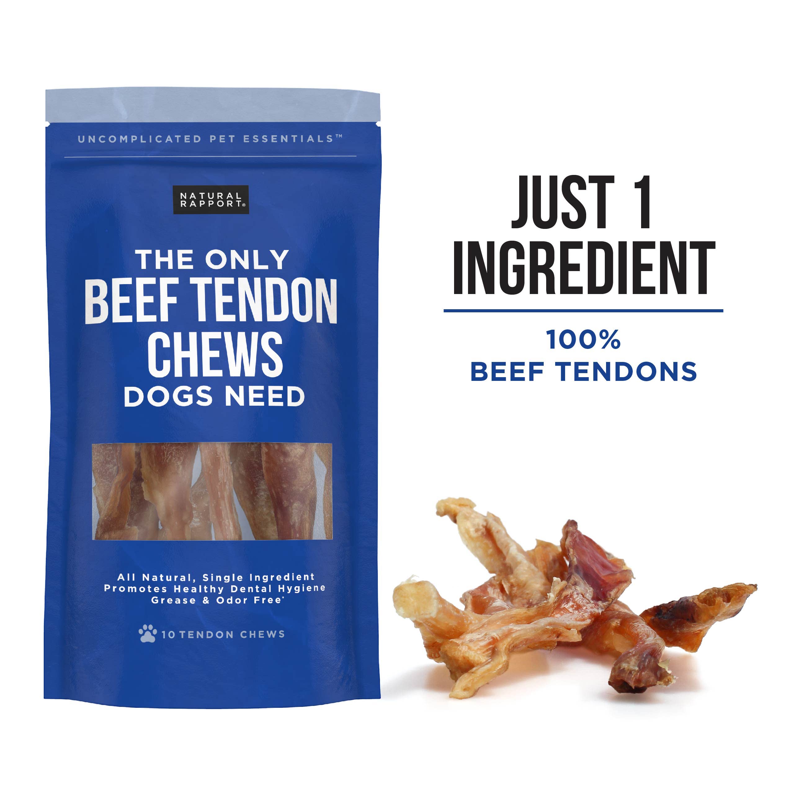 Natural Rapport Beef Tendon Dog Treats - The Only Beef Tendon Chews Dogs Need - All Natural Dog Treats for Small and Large Dogs