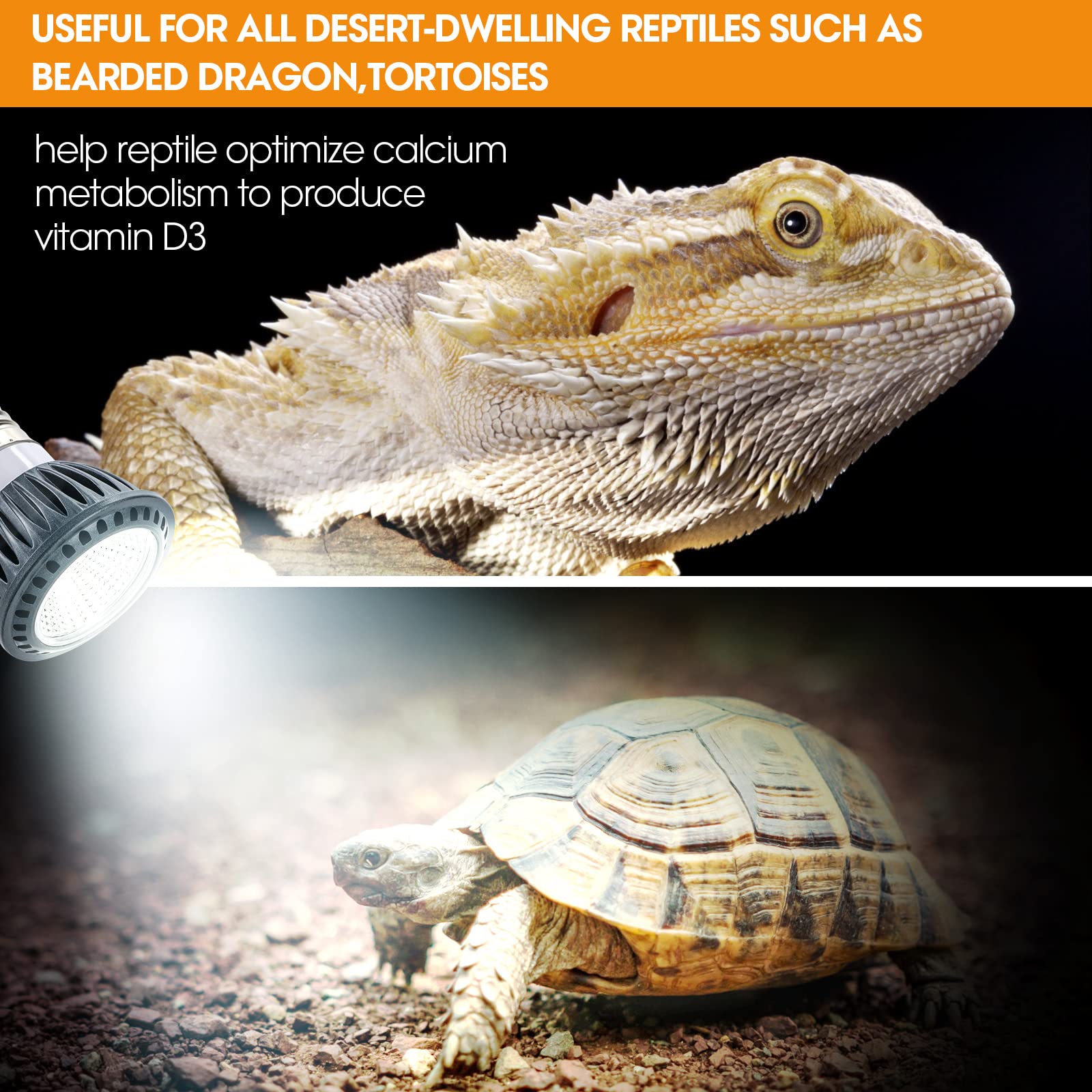Geekoit Premium High-Intensity Uvb Reptile Light For Optimal Calcium Metabolism,5-Watt 10.0 Desert Uvb Light Ideal For Desert-Dw