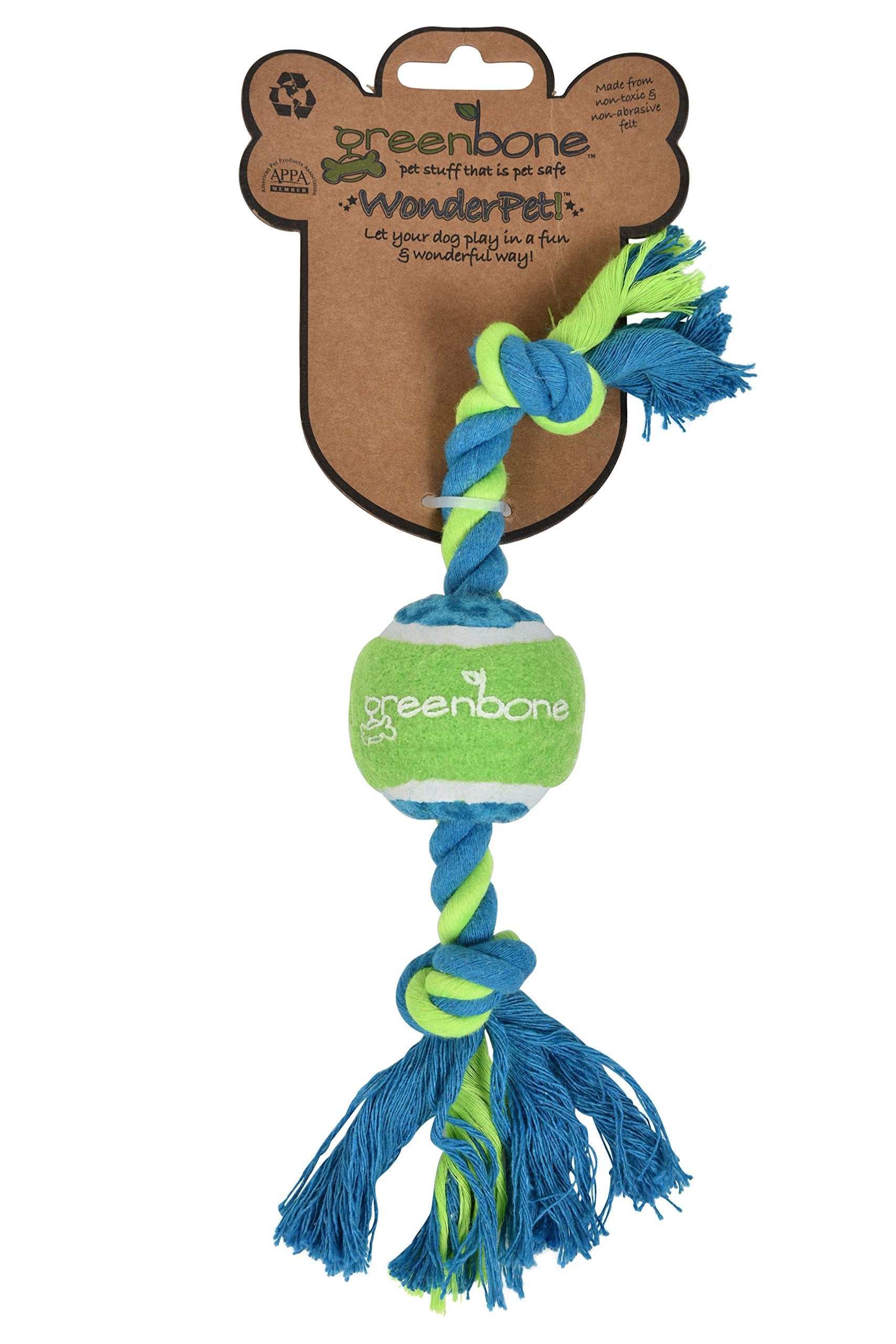 Greenbone Wonderpet Pull n Play Mini Double Knot Tennis Ball Toys for Small Dogs - Durable, Engaging Playtime