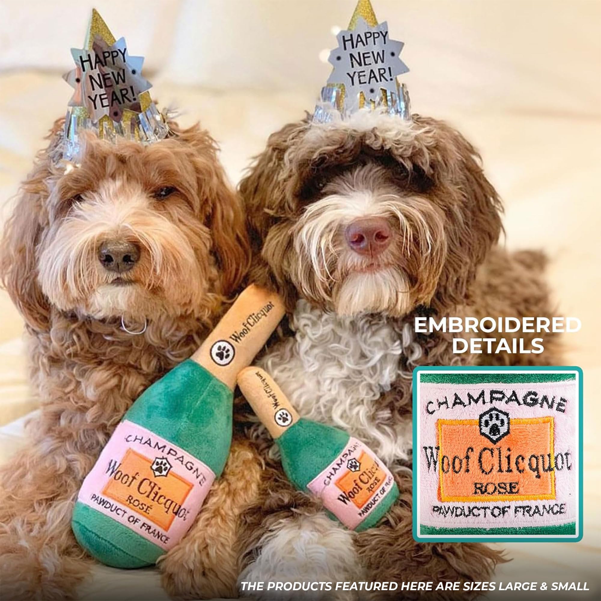 Haute Diggity Dog Woof Clicquot Rose', Plush Designer Dog Toys With Interactive Squeaker, Stimulating Pet Enrichment, Machine-Wa
