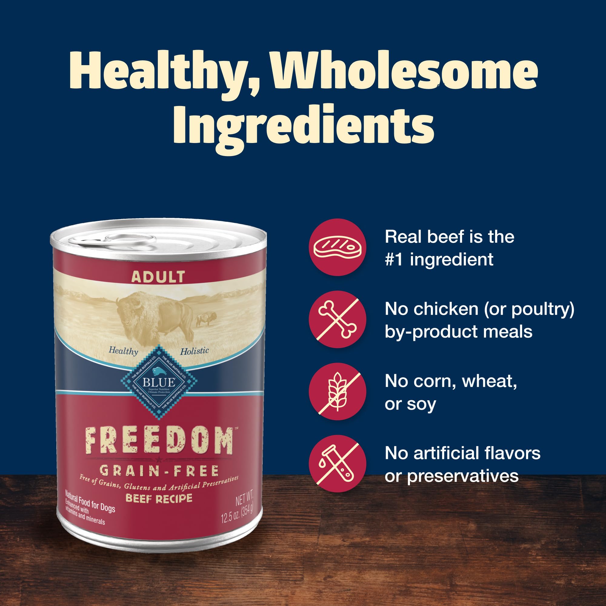 Blue Buffalo Freedom Grain-Free Wet Dog Food, Free of Glutens & Artificial Preservatives, Made With Natural Ingredients, Beef Re
