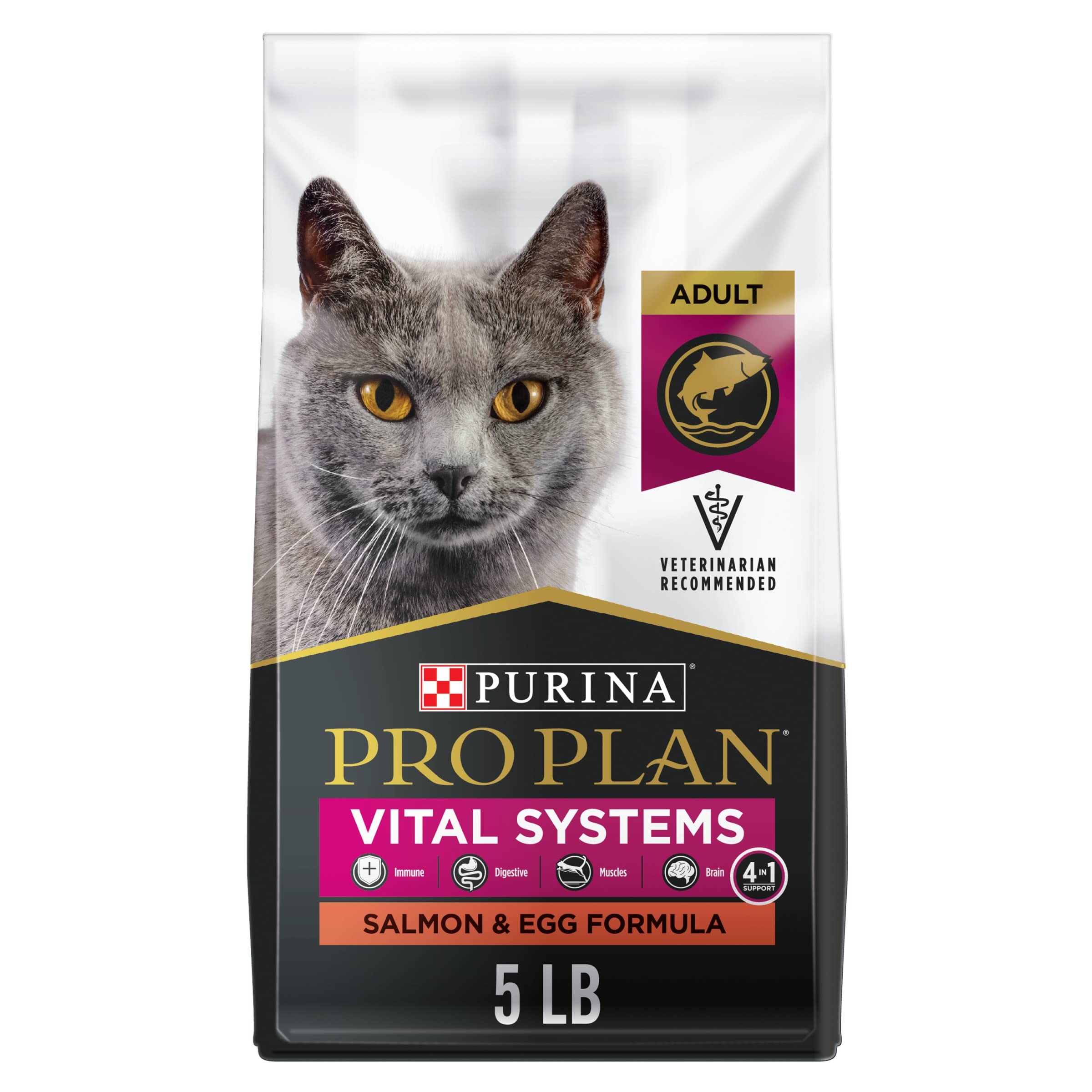 Purina Pro Plan Vital Systems Salmon and Egg Formula 4-in-1 Adult Dry Cat Food - 5 lb. Bag