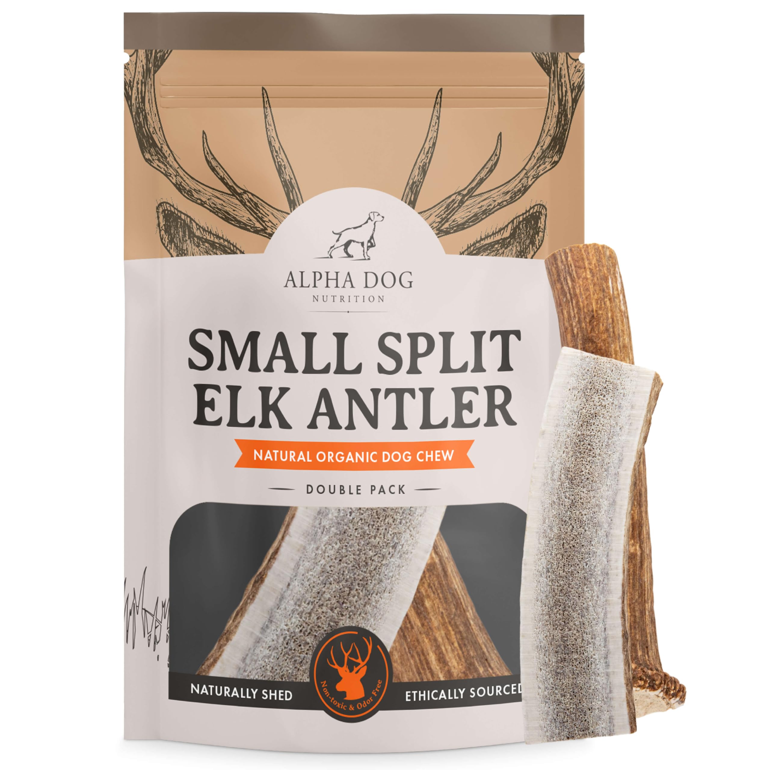 Alpha Dog Nutrition Elk Antler Chews (1 Count (Pack Of 2), Small Split)