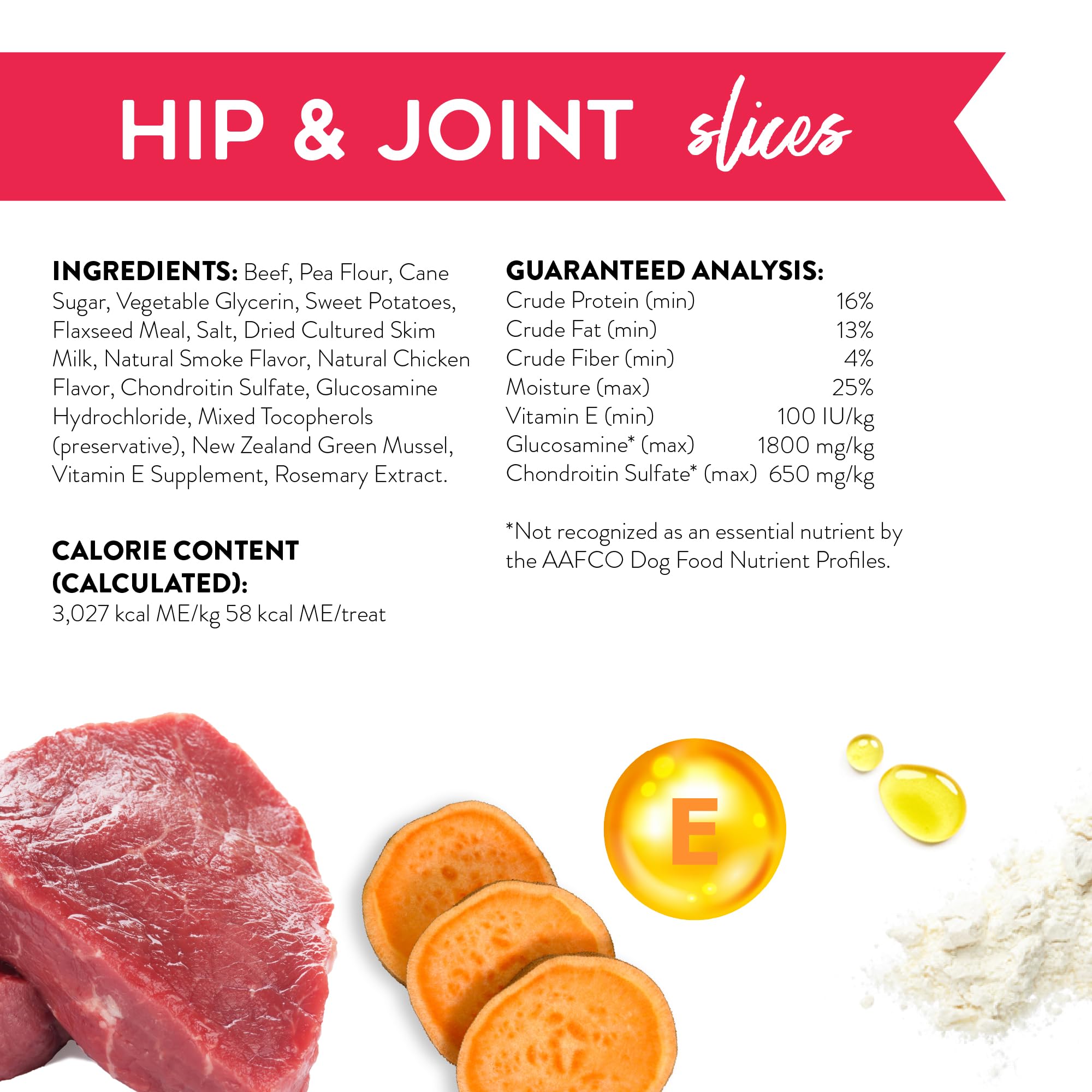 DOGSWELL Hip & Joint Slices Functional Dog Treats, Beef 8 oz. Bag