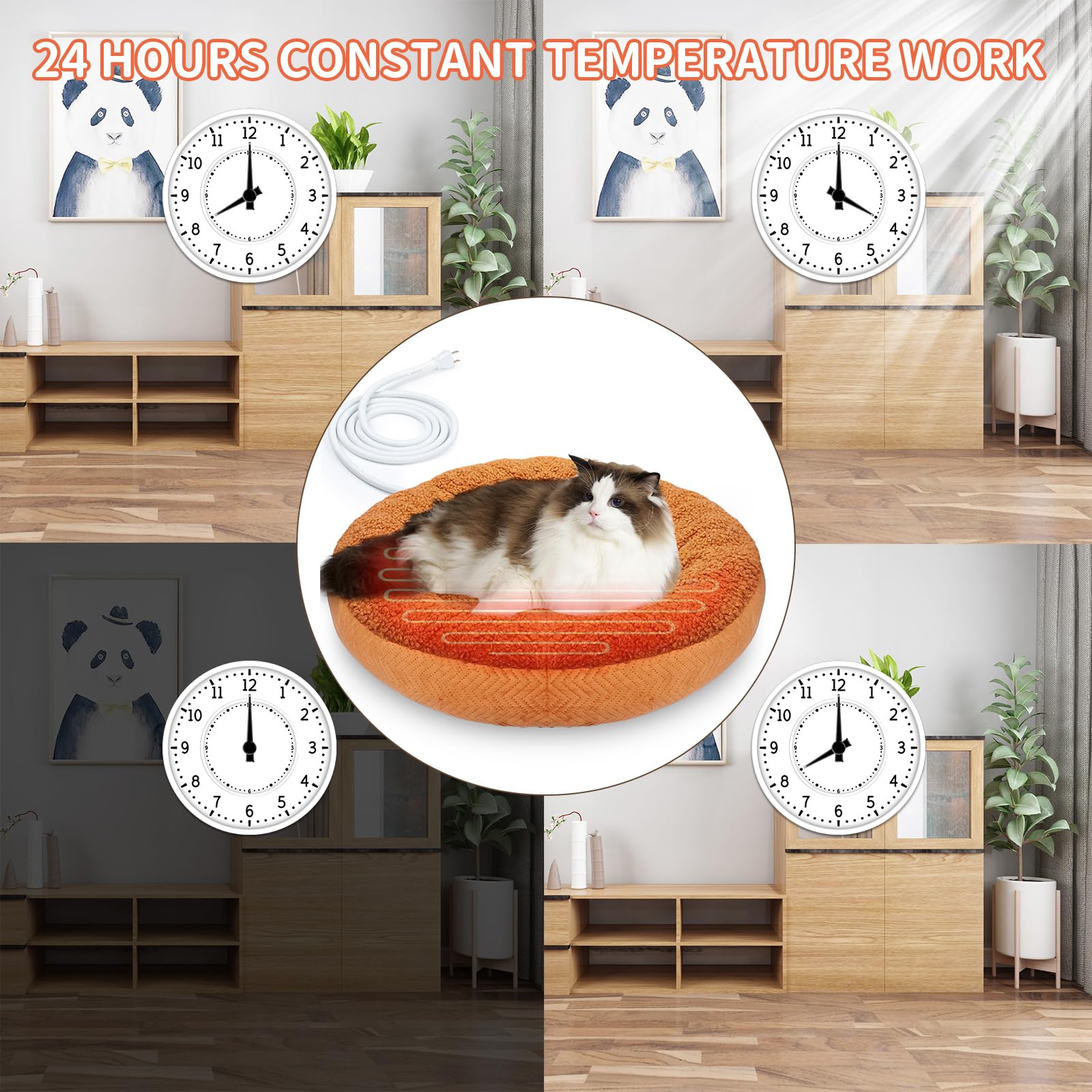 Aupetek Heated Cat Beds For Indoor Cats Warming Cat Beds Super Soft Machine Washable Thermo Kitty Electric Heating Bed 19 Inches