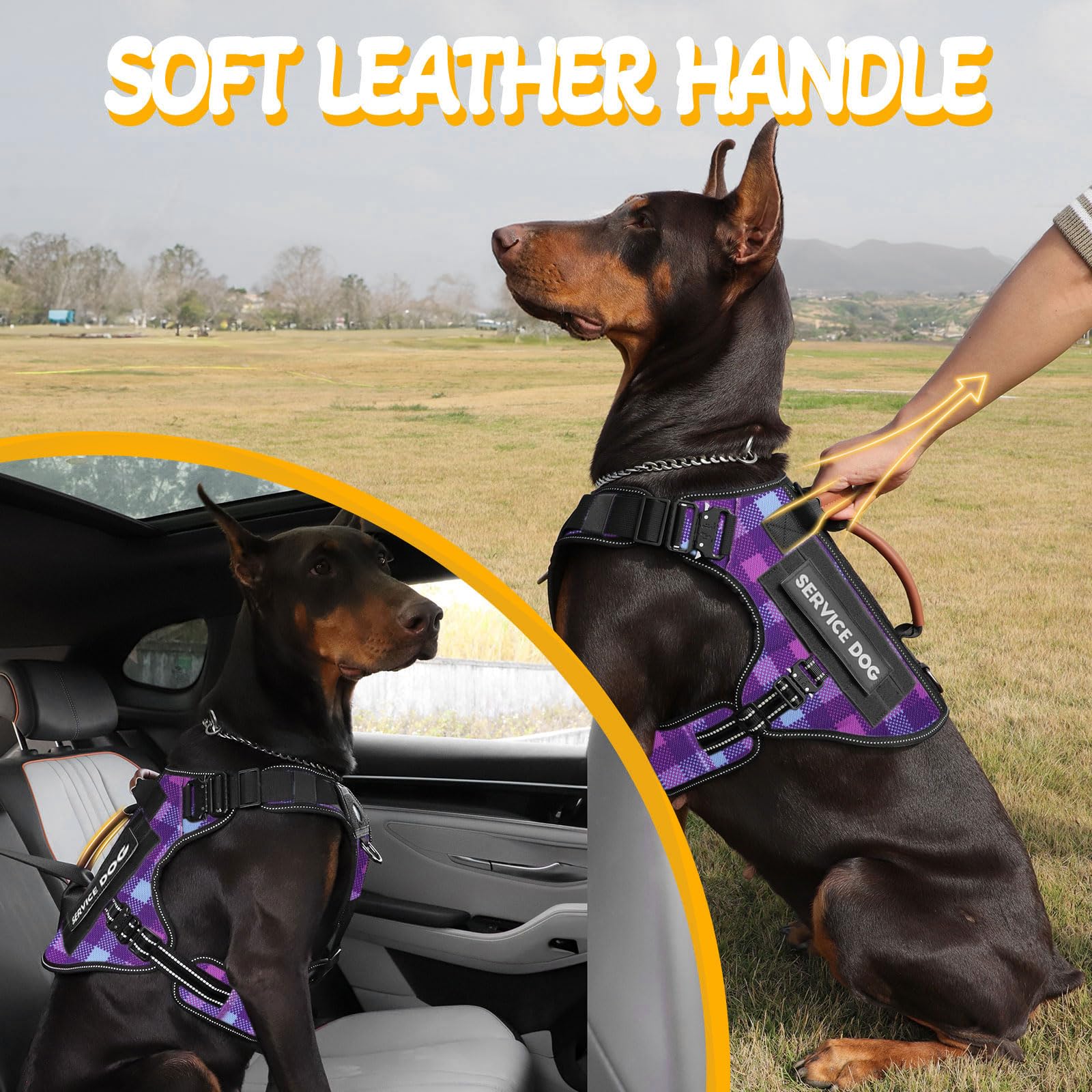 Tactical Dog Harness - HEYCAHVA Service Dog Vest Full Metal Buckles Dog Vest for Medium Large Dog Reflective No Pull Dog Harness