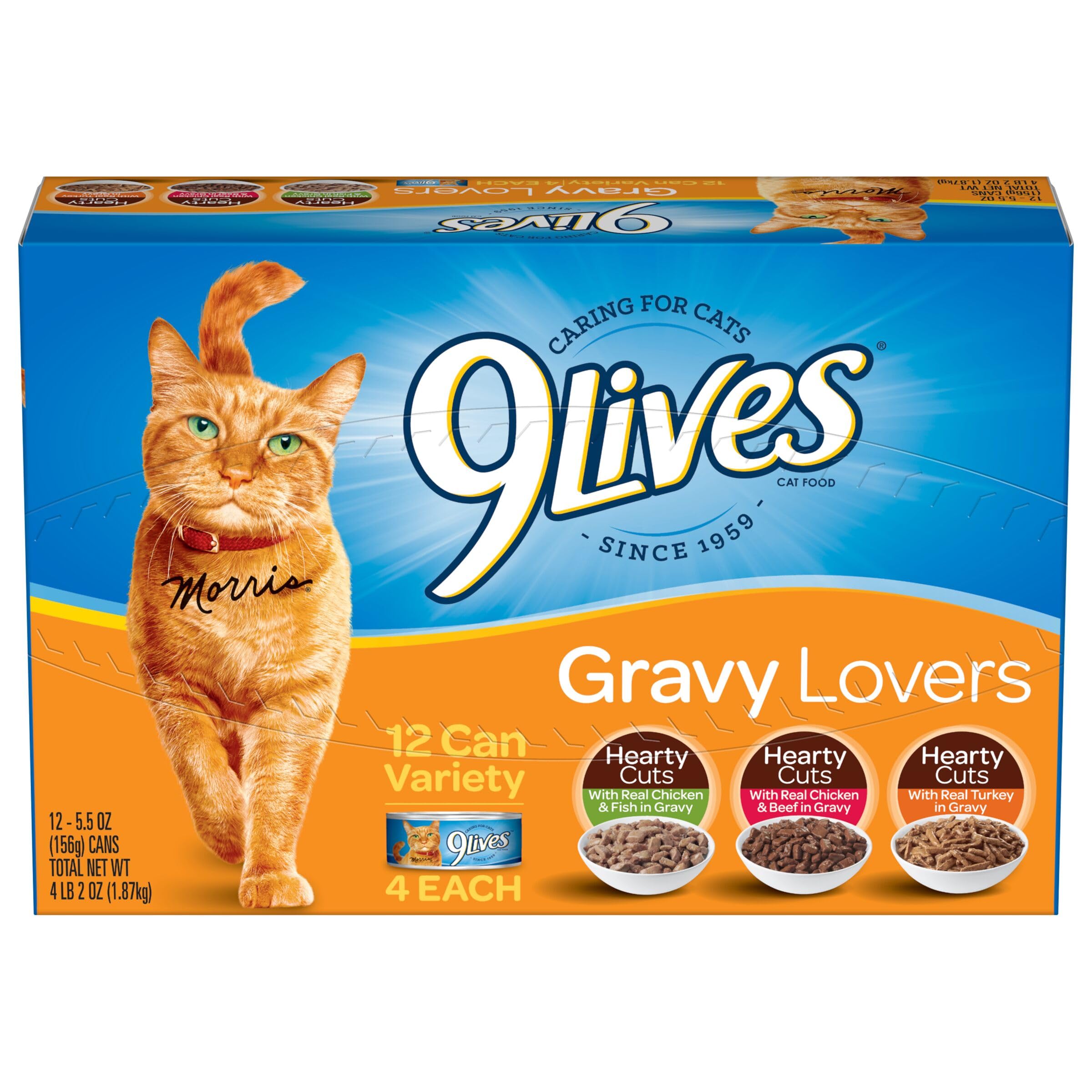 9Lives Gravy Favorites Wet Cat Food Variety Pack, 5.5 Ounce Can (Pack of 12)
