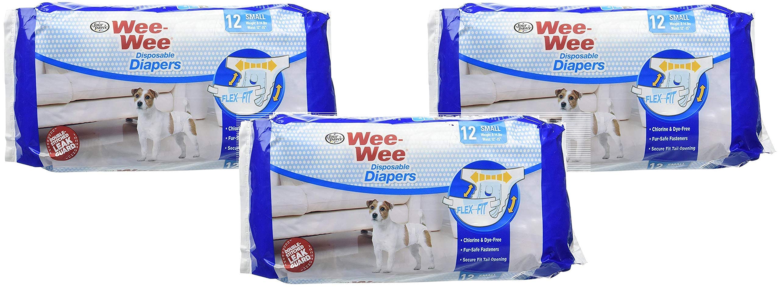 Four Paws (3 Pack) WeeWee Products Disposable Dog Diapers Small