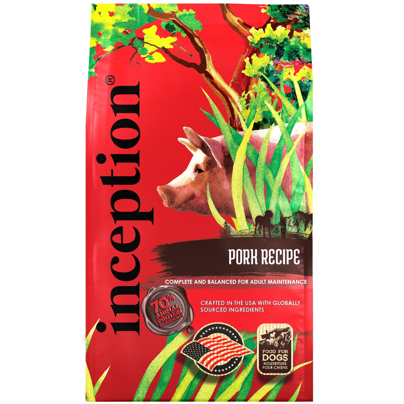 Inception Dry Dog Food Pork Recipe - Complete and Balanced Dog Food - Meat First Legume Free Dry Dog Food - 4 lb. Bag