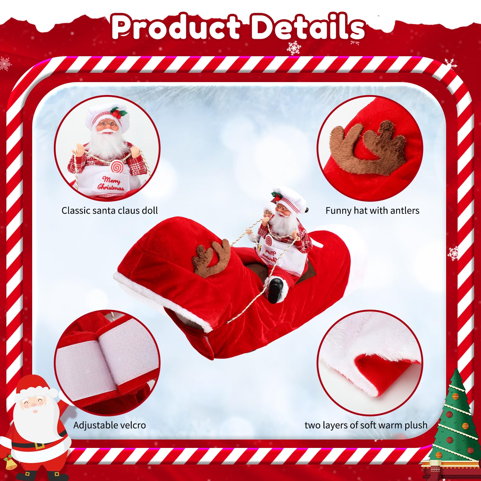 Bwogue Santa Dog Costume Christmas Pet Clothes Santa Claus Riding Pet Cosplay Costumes Party Dressing Up Dogs Cats Outfit For Sm