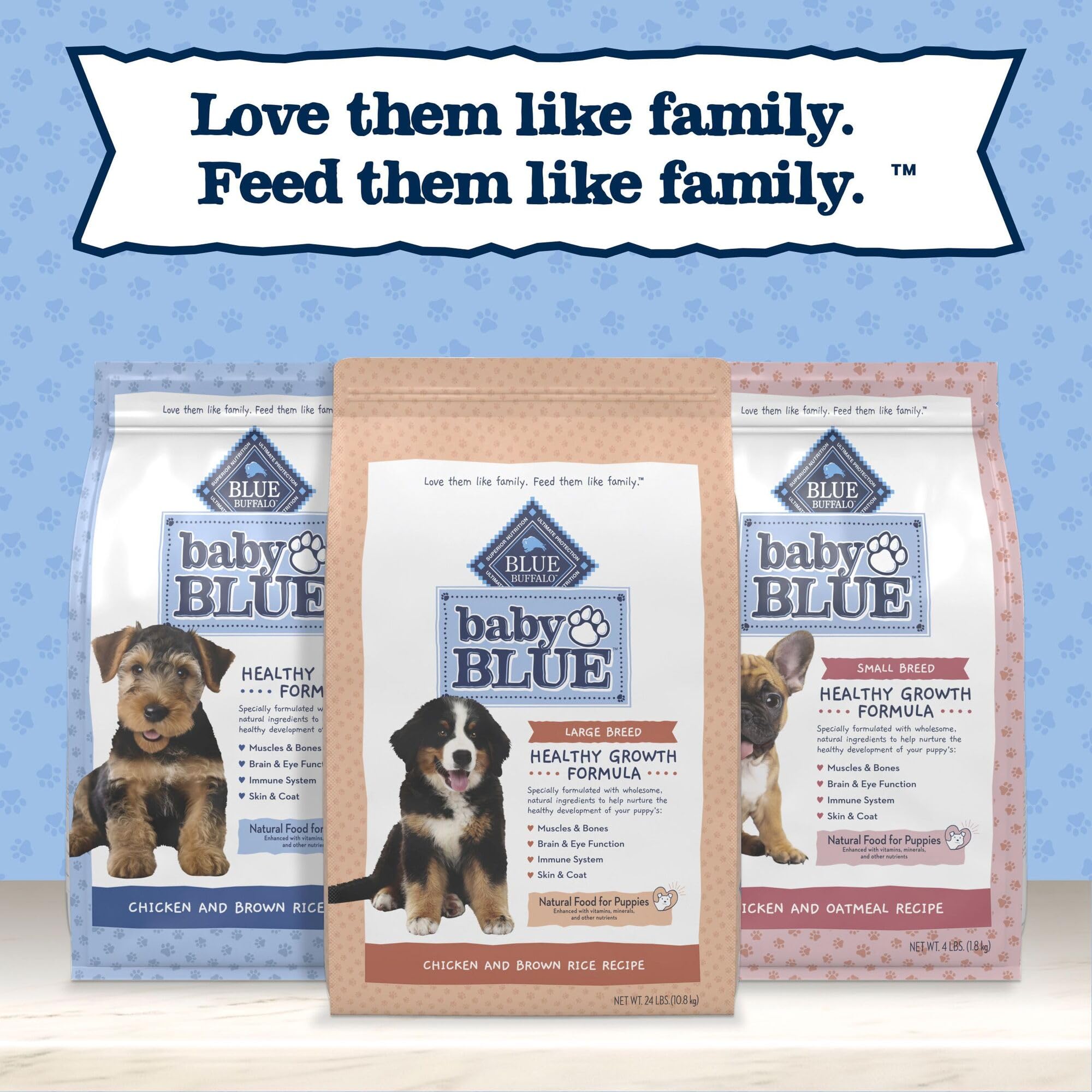 Blue Buffalo Baby BLUE Natural Large Breed Puppy Dry Dog Food, Healthy Growth Formula with DHA, Chicken and Brown Rice Recipe, 2