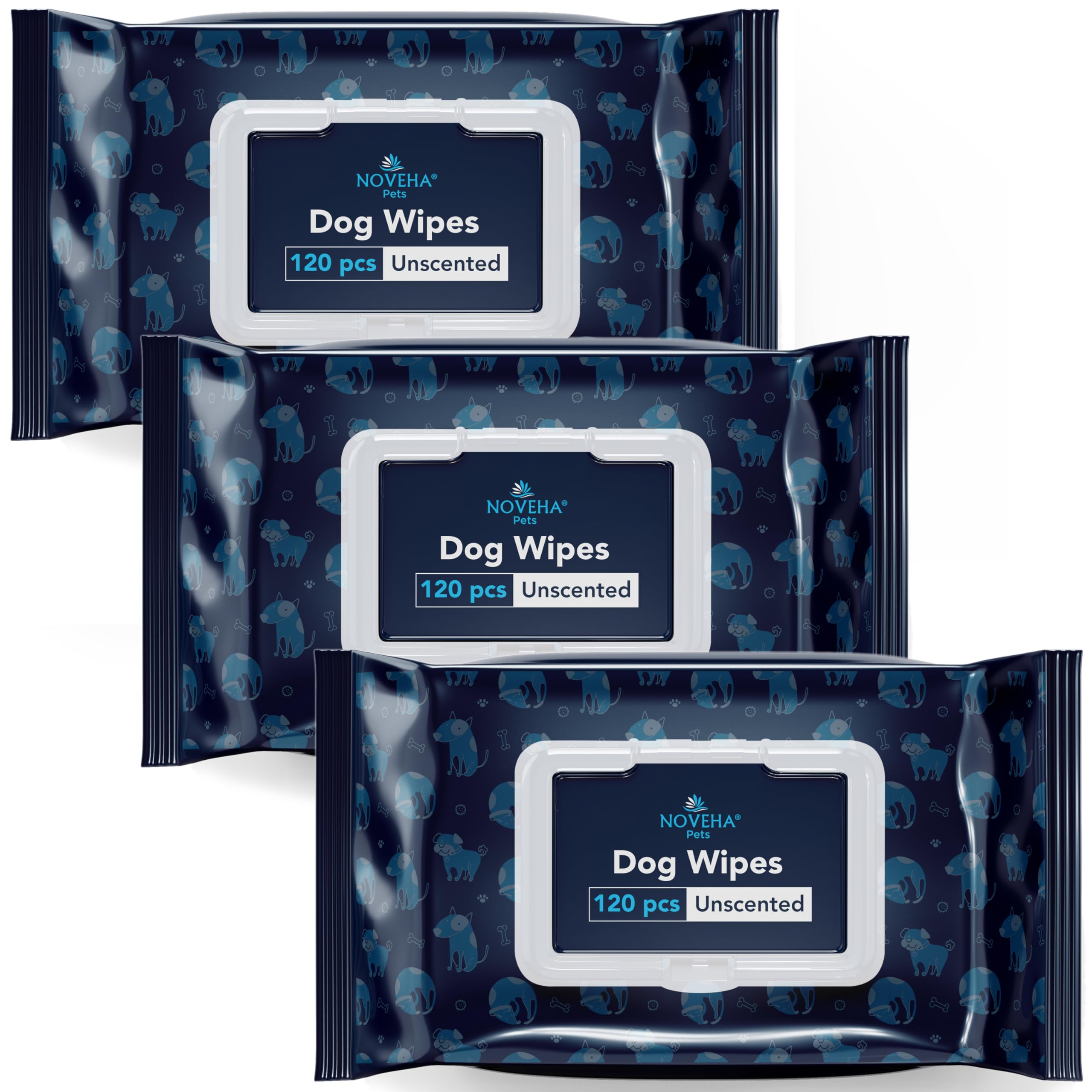 Noveha Dog Wipes - Odor Eliminating And Cleaning Grooming Wipes For Dog'S Paws, Body, And Butt - Perfect For Puppy And Adult Dog