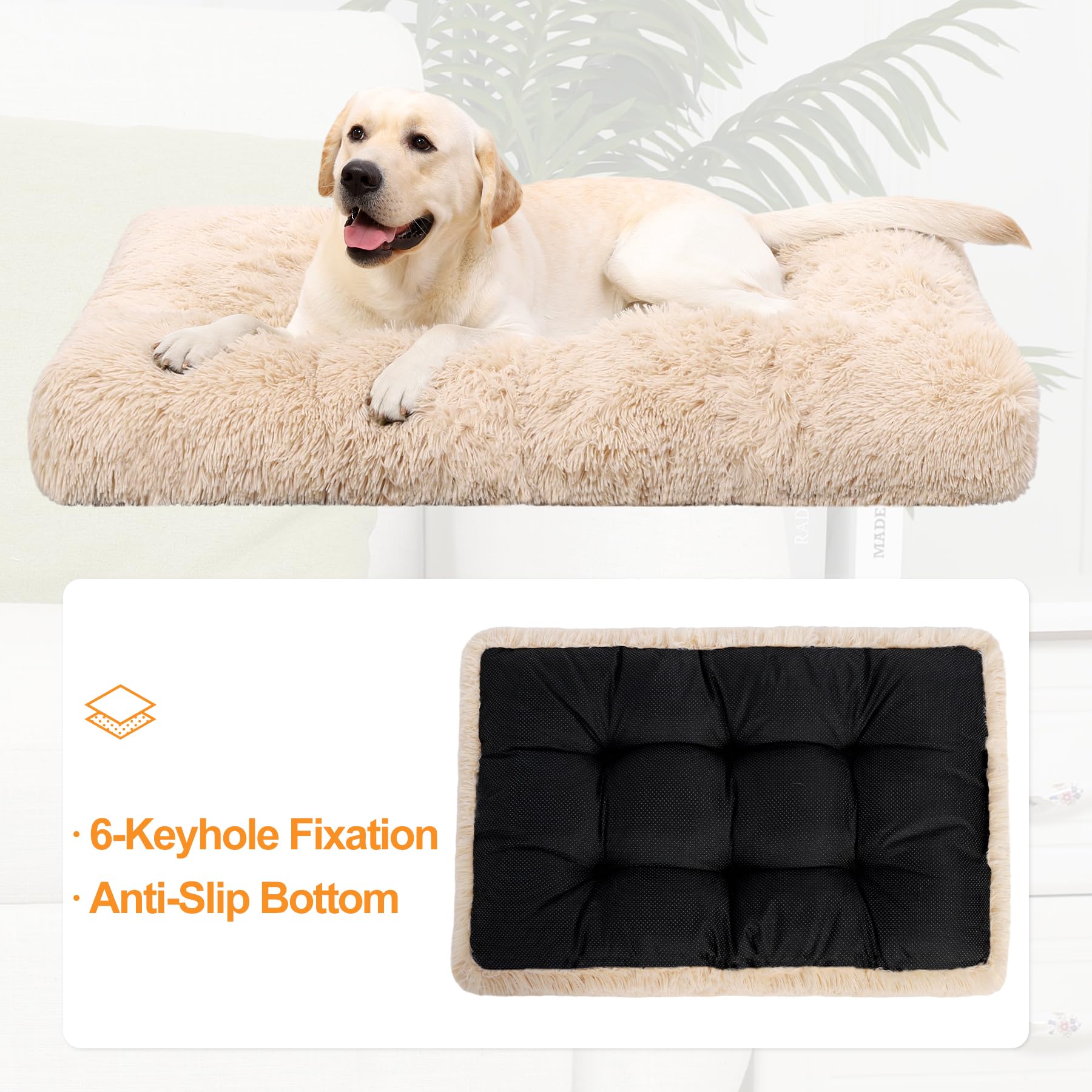Ksiia Dog Crate Bed Washable Dog Beds For Large Dogs Deluxe Plush Fluffy Comfy Thick Kennel Pad Anti-Slip & Anti-Scratch Pet Sle