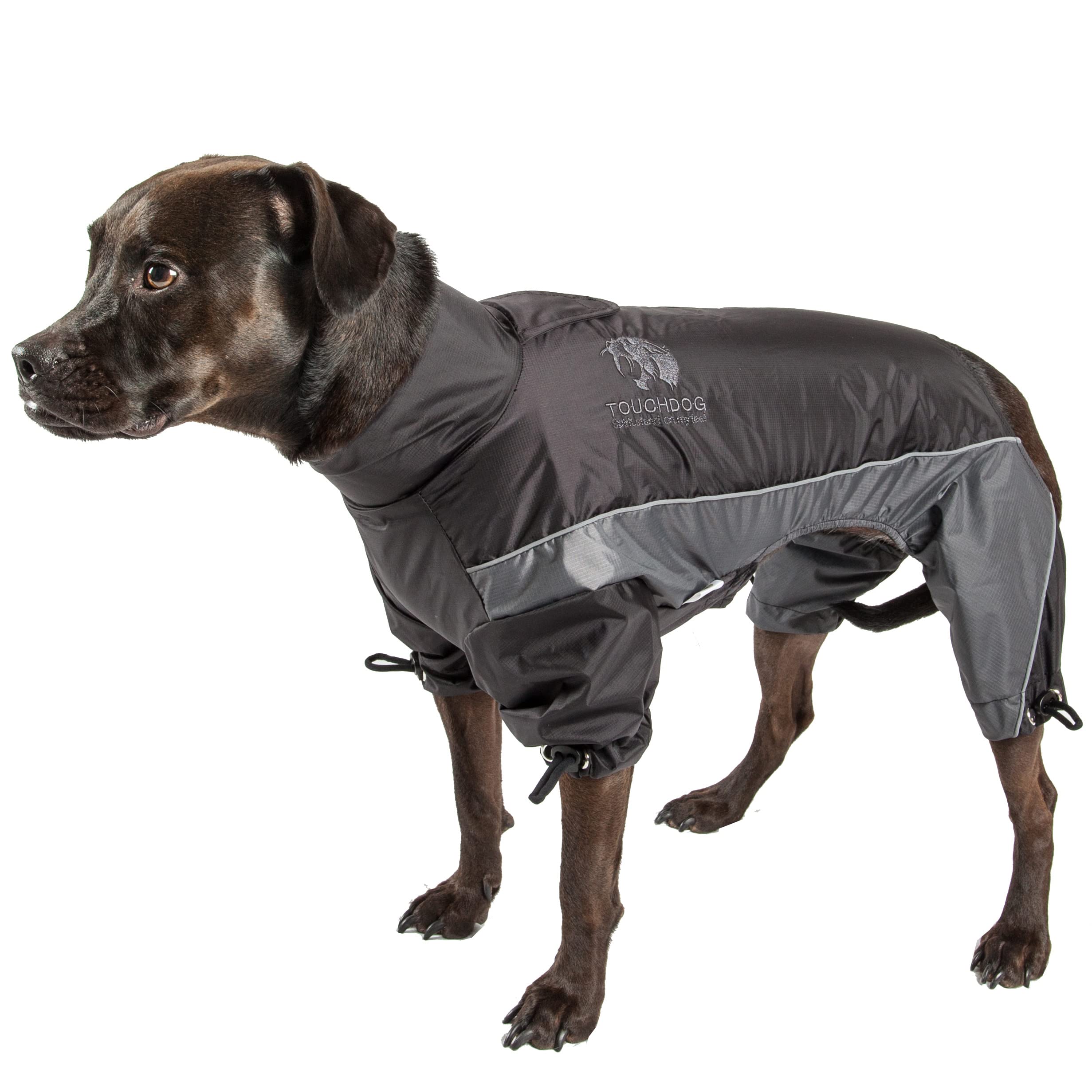 TOUCHDOG Quantum-Ice Full Body Bodied Adjustable and 3M Reflective Pet Dog Coat Jacket w/ Blackshark Technology, Medium, Black