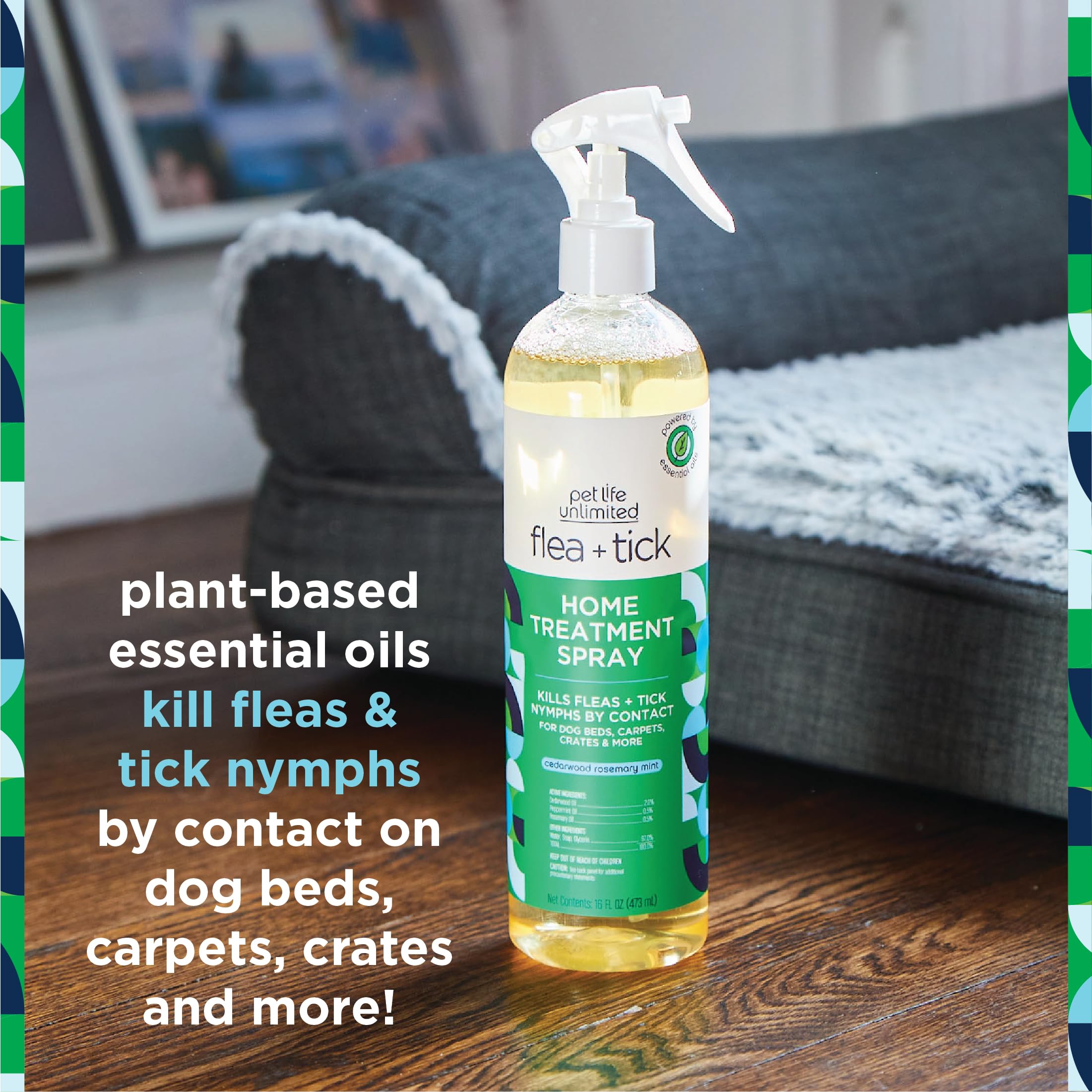 Pet Life Unlimited Plant-Powered Flea and Tick Spray, Flea Spray for Home - Plant-Based Flea Treatment for Home, Natural Flea an