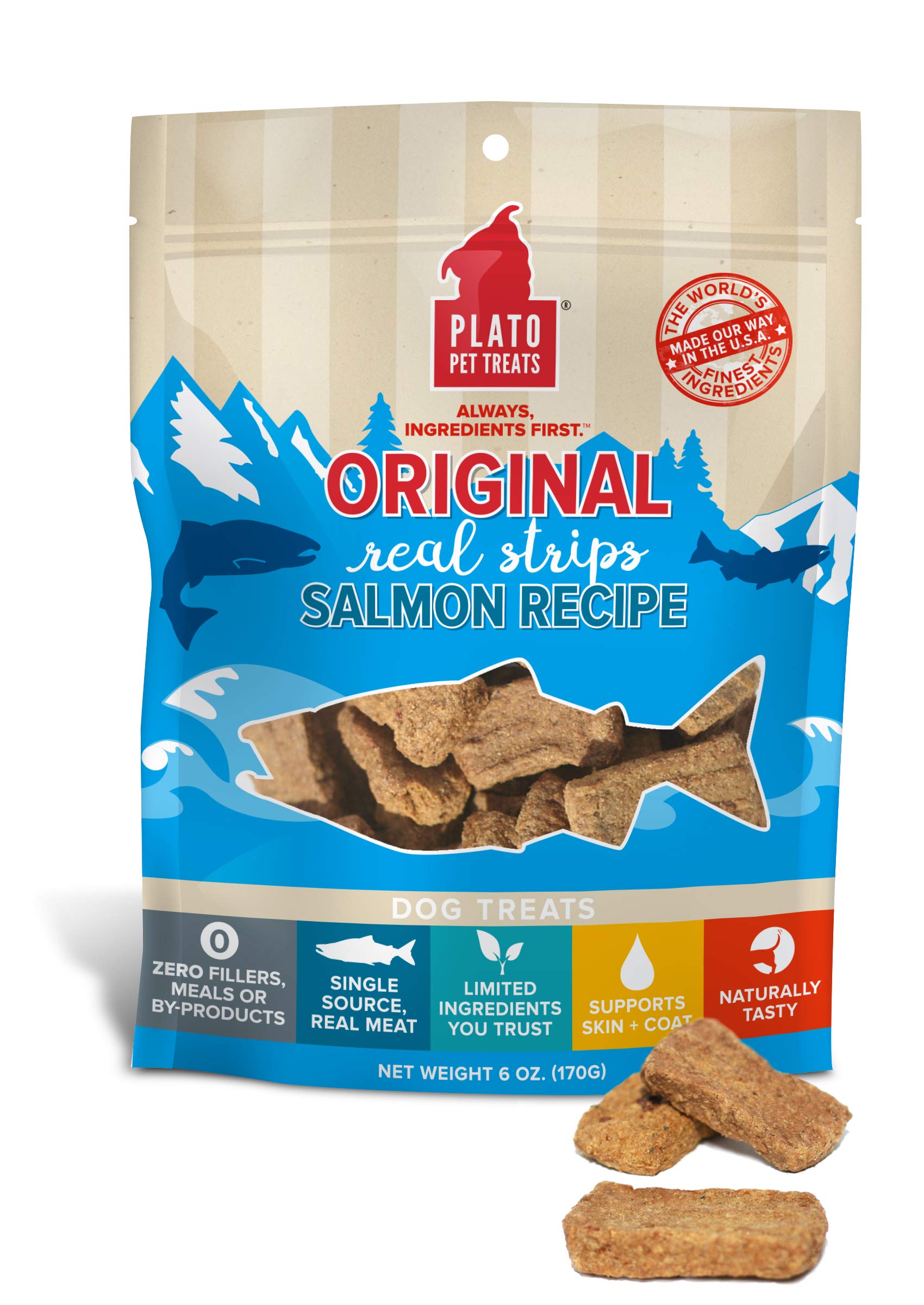 PLATO Original Real Strips Salmon 3oz, Natural (850002221497)