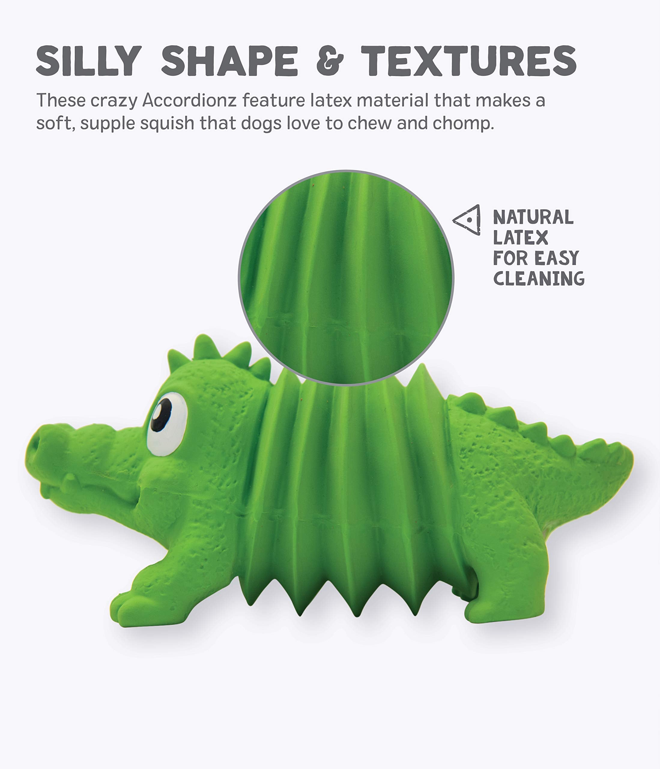 Outward Hound Accordionz Squeaking Dog Toy - Latex Rubber Alligator, 1 Count, Model 68093