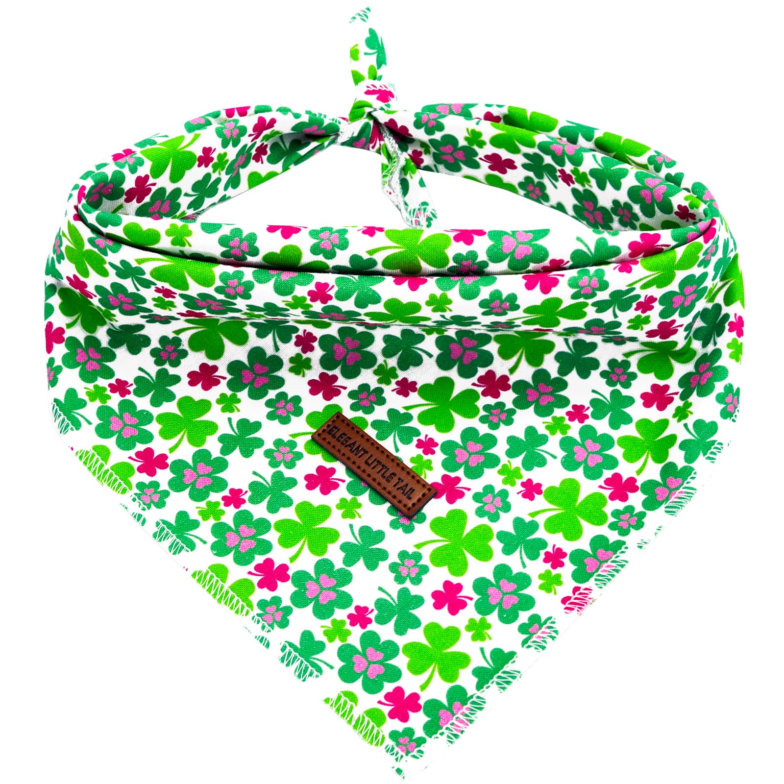 Elegant Little Tail Dog Bandanas - 1Pack Lucky Colver Pet Gift Washable Dog Scarf Holiday Girl Boy Square Dog Bib Kerchief Scarf