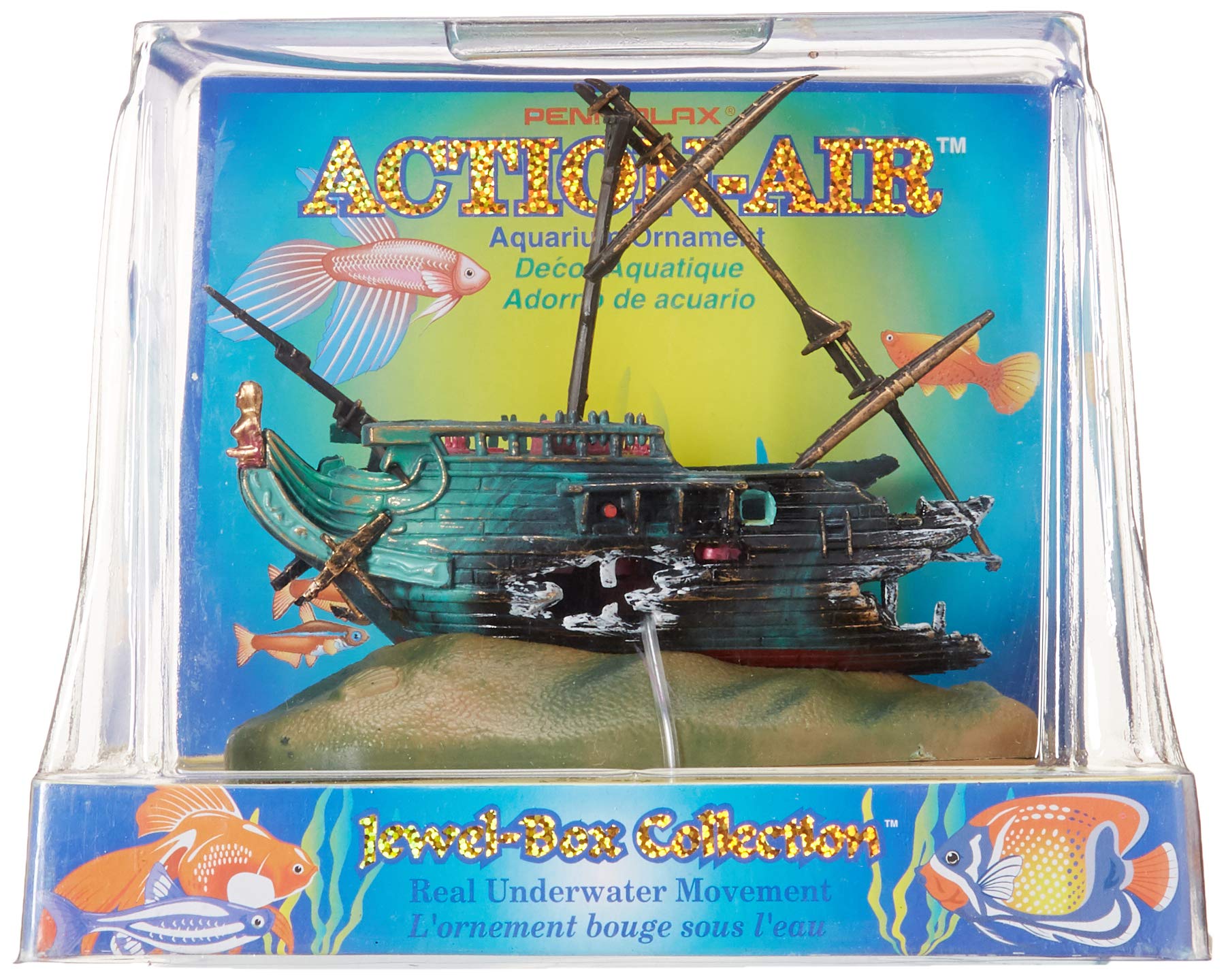 Penn-Plax Aerating Action Ornament, Rocking Shipwreck