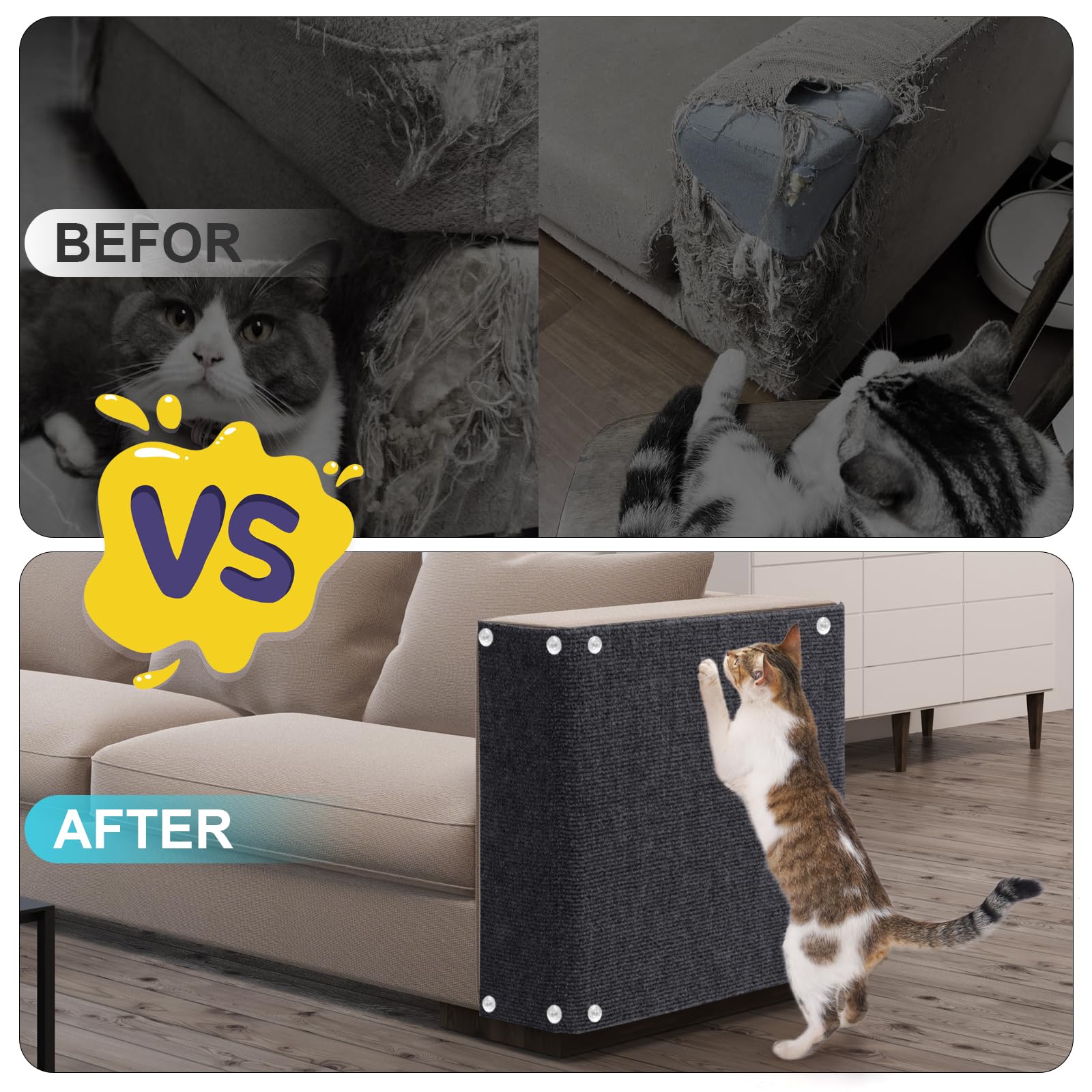Uross Cat Couch Protector For Fabric Sofa 100X15.8- Darkgrey