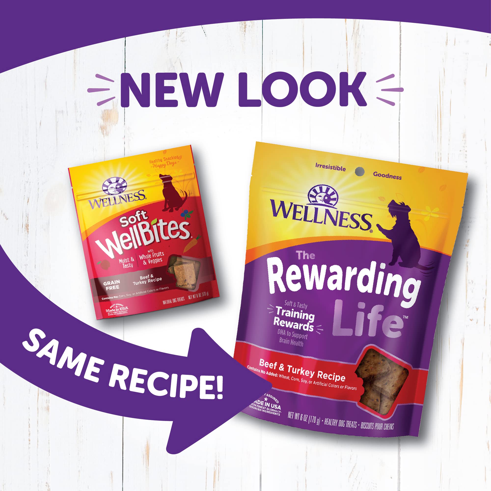 Wellness Rewarding Life Grain-Free Soft Dog Treats, Made in USA with Healthy Ingredients, Ideal for Training (Beef & Turkey Reci