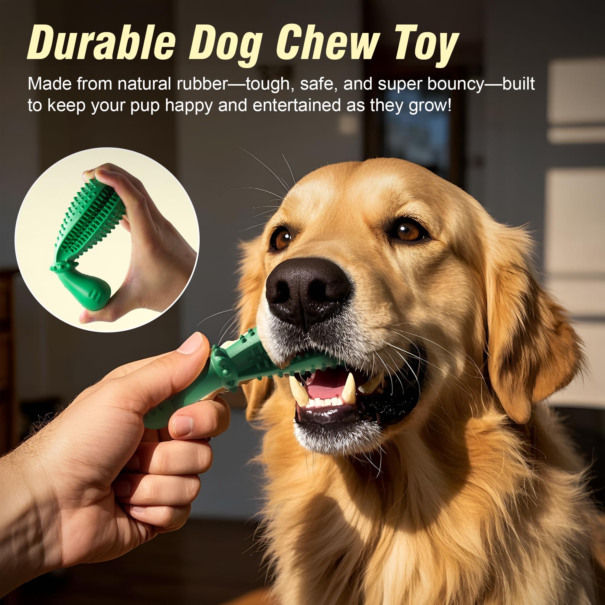 Beah Durable Dog Chew Toys Teeth Care, Long Lasting Natural Rubber Dog Toys With Small Grooves, Interactive Teething Toys For Me