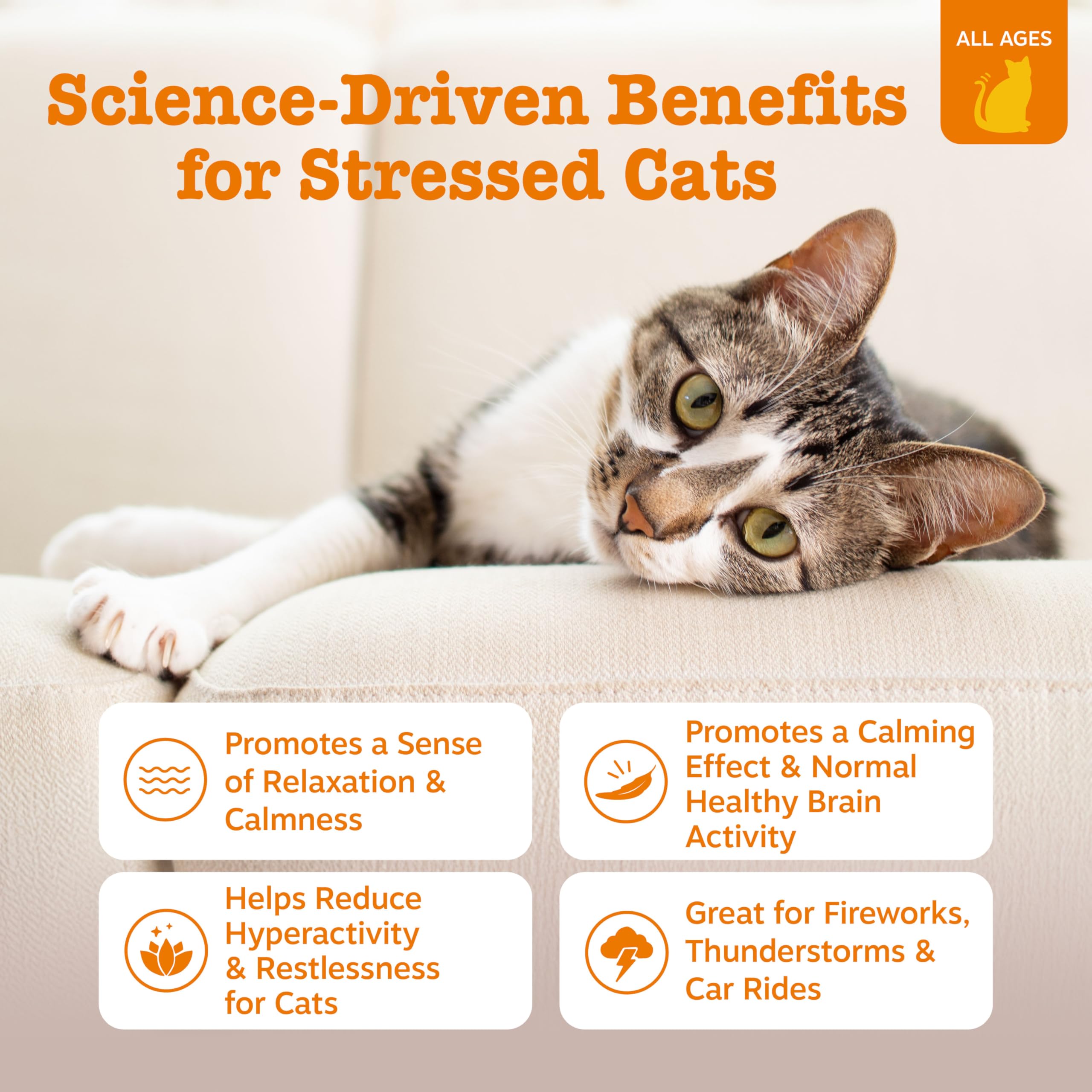 Zesty Paws Calming Mousse for Cats - Composure & Relaxation for Stress & Separation - Cat Calming Supplement with Ashwagandha, L