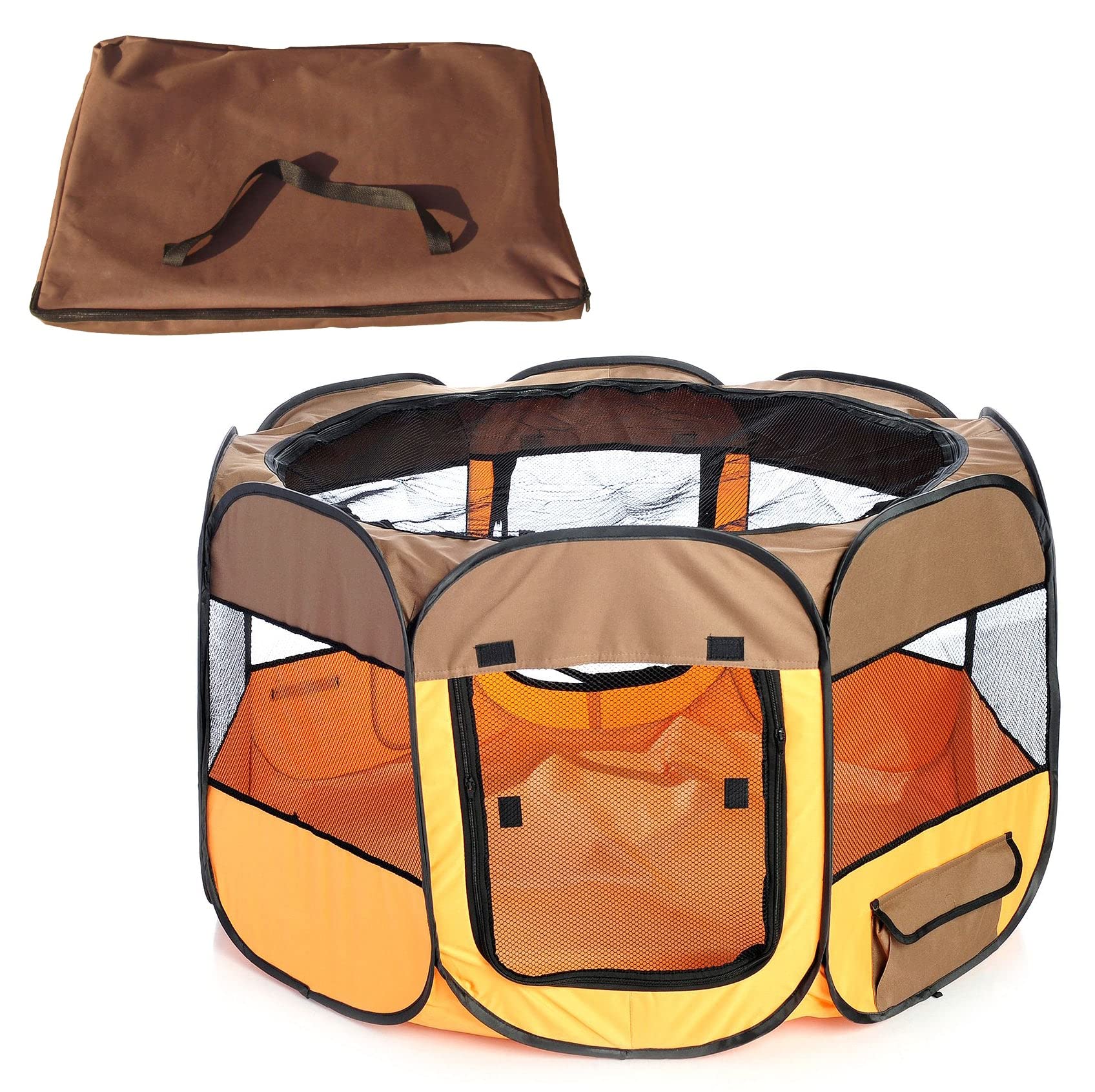 All-Terrain Lightweight Easy Folding Wire-Framed Collapsible Travel Pet Playpen(D0102H7LCKY.)