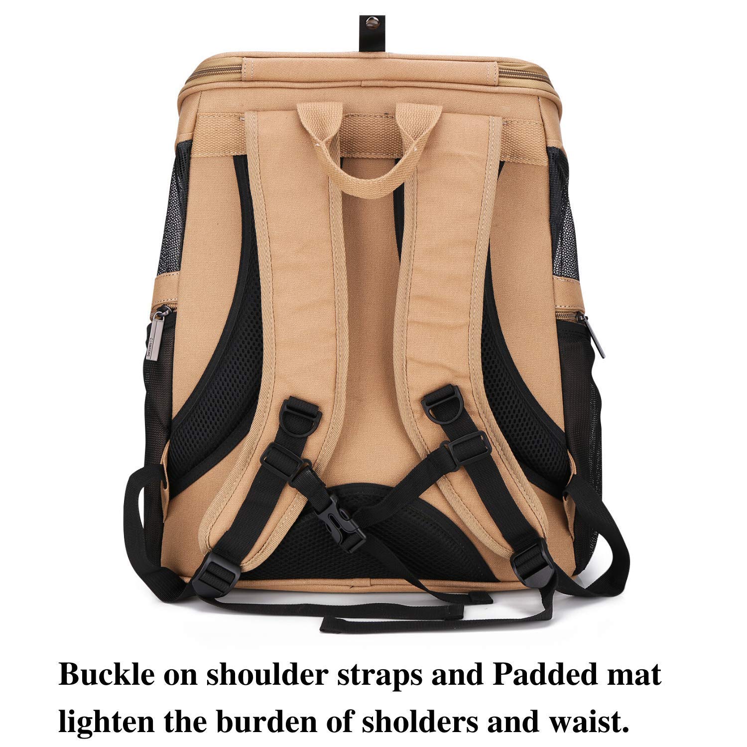 Lollimeow Large Pet Carrier Backpack, Bubble Backpack Carrier For Fat Cats And Puppies,Airline-Approved(Khaki)