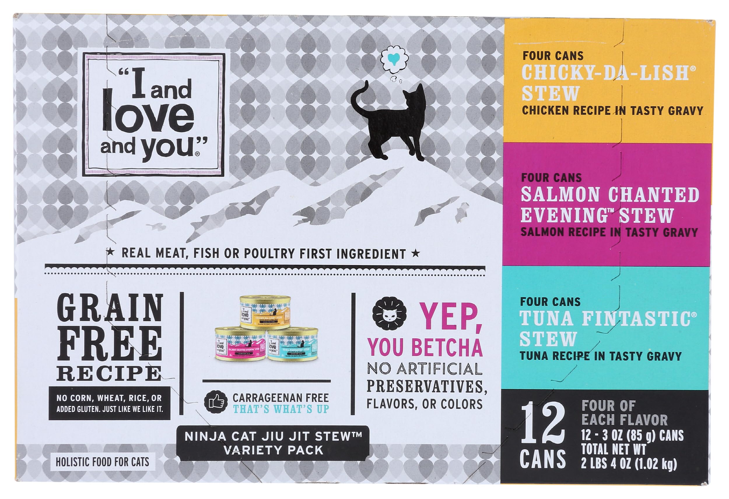 I&Love&You Ninja Cat Jiu JIT Stew Variety Packs Wet Cat Food, Grain Free, Artificial Preservatives Free, 12 Each (Pack of 4)