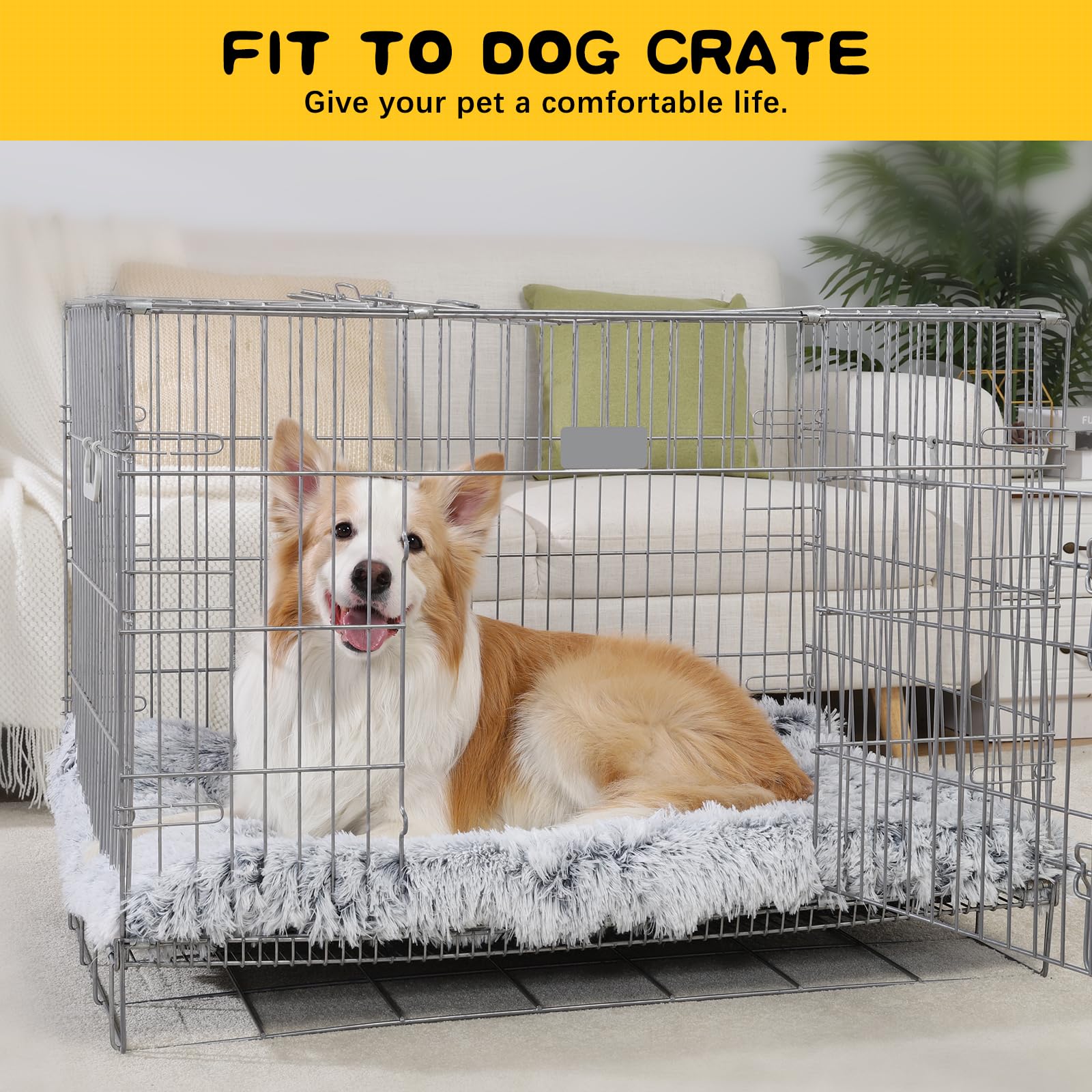 Wayimpress Xl Dog Bed Crate Pad Mat For Dog Cages Washable Dog Bed For Extra Large Size Dog Soft Kennel Pad Anti-Slip Pet Bed,42' X 27',Grey