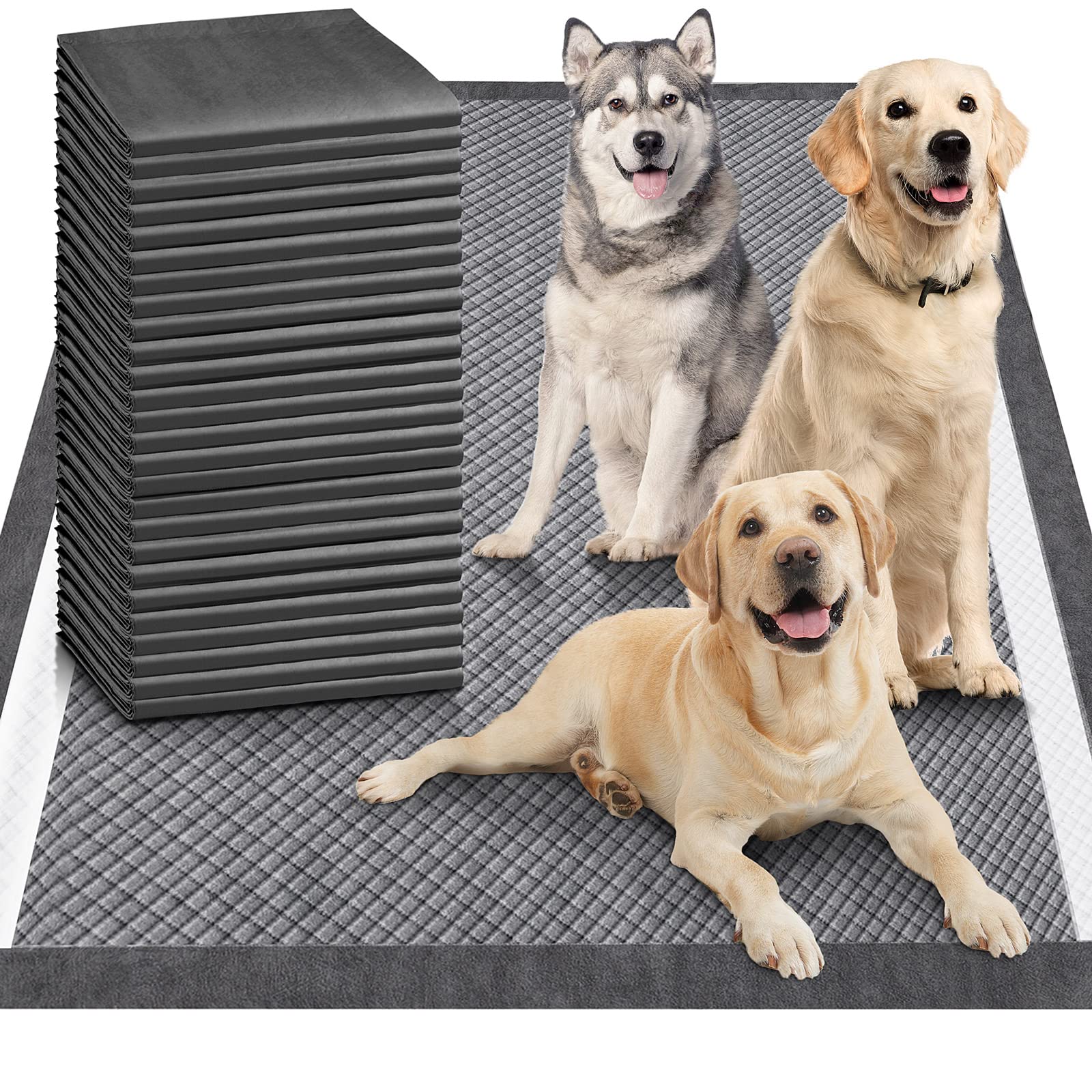 Gimars Upgrade Odor-Control Extra Large XXL Charcoal Pee Pads for Dogs Thicken 9 Layers Ultra Absorbent Dog Pee Pads - Leak-Proo