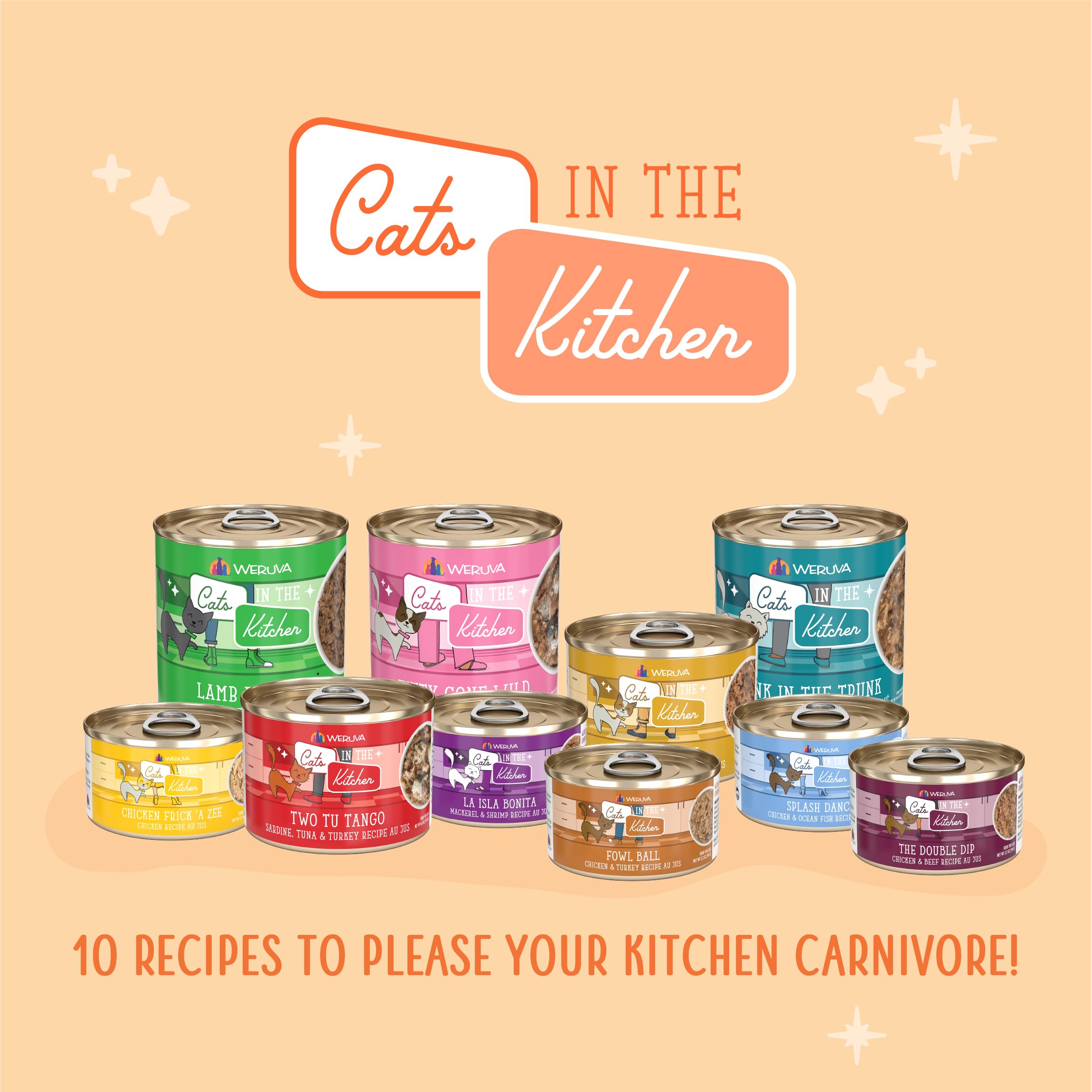 Weruva Cats in The Kitchen Kitchen Cuties Variety Pack Wet Cat Food 10oz Cans (Pack of 12) Multi
