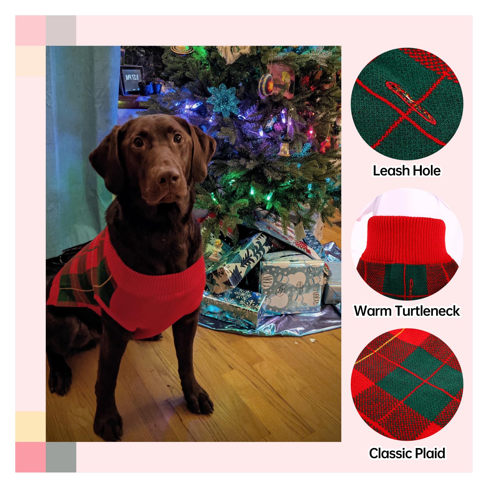 Qbleev Dog Sweater For Medium Dogs, Dog Christmas Sweater Puppy Sweaters Soft Pet Sweaters Vest Fall Dog Sweaters Turtleneck Thi